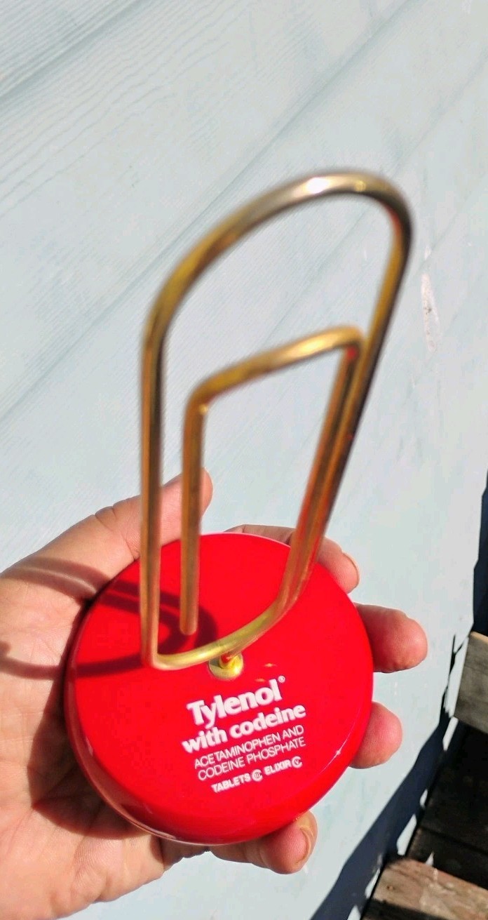 Vtg TYLENOL w/ CODEINE PROMOTIONAL PAPERCLIP LETTER HOLDER pharmaceutical promo