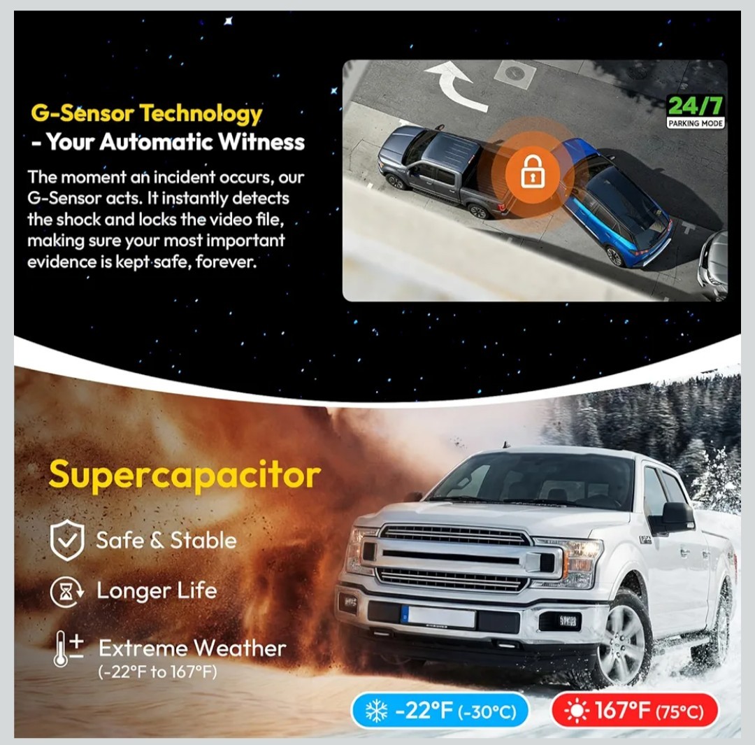 4K Dash Cam fit for Toyota RAV4 2022-2025 LE Limited SE & More, 2160p HD, 5.8Wif