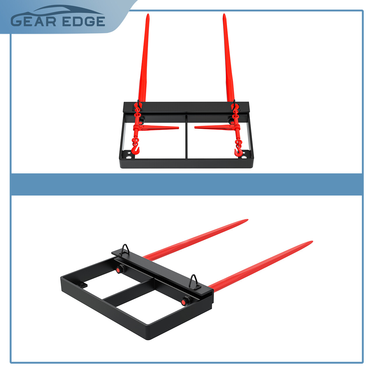 Dual Hay Bale Spear 49" 3000lb Front Skid Steer Loader Tractor Bucket Attachment