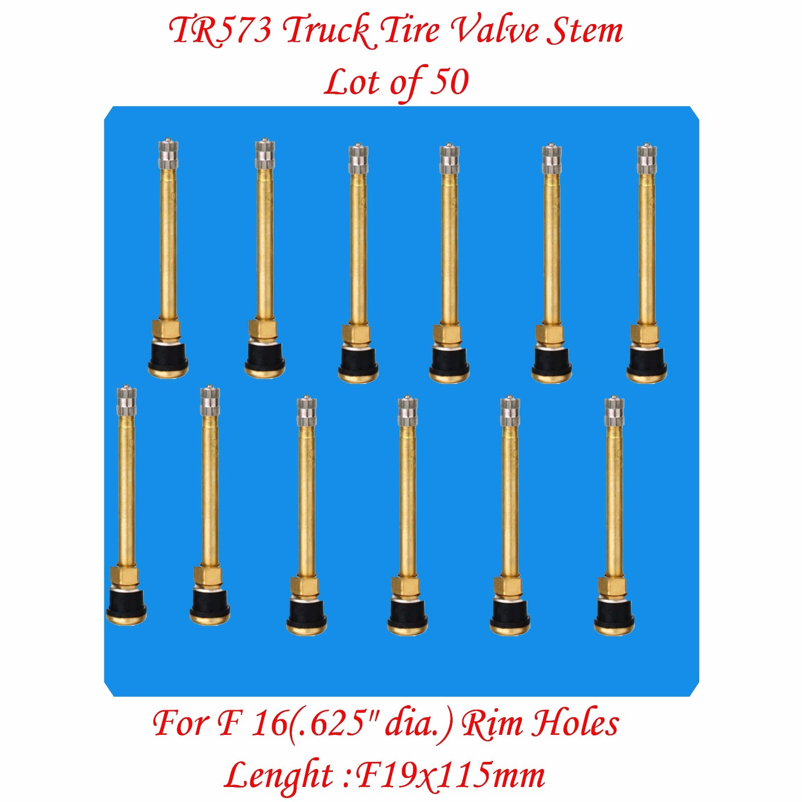 50 Kits TR573 Truck Tire Valve Stem Wheels 22.5 /24.5 For Rim Φ.625".L: 4.527"