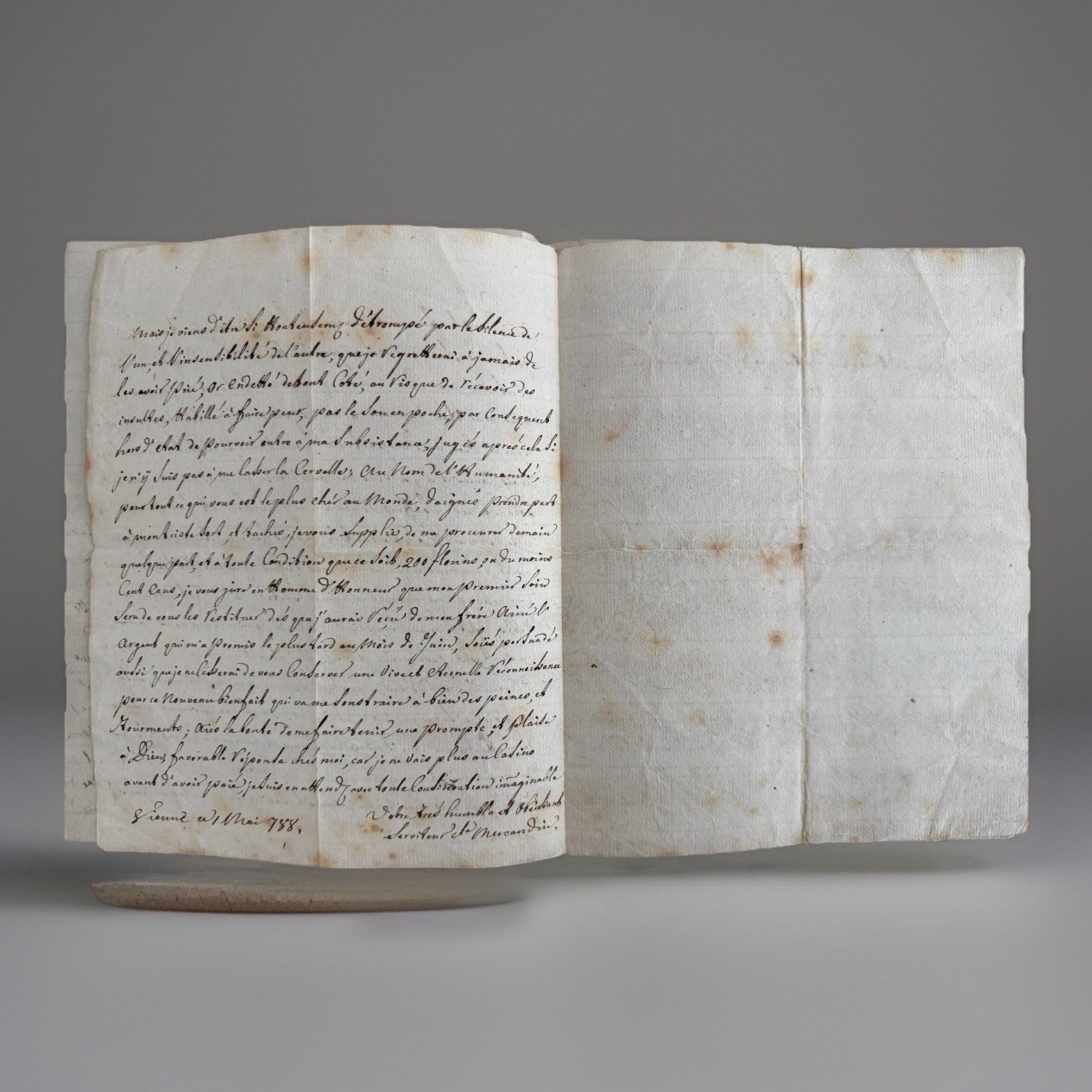 1789 French Letter Manuscript Vienne Dated May 9 Pre-Revolution