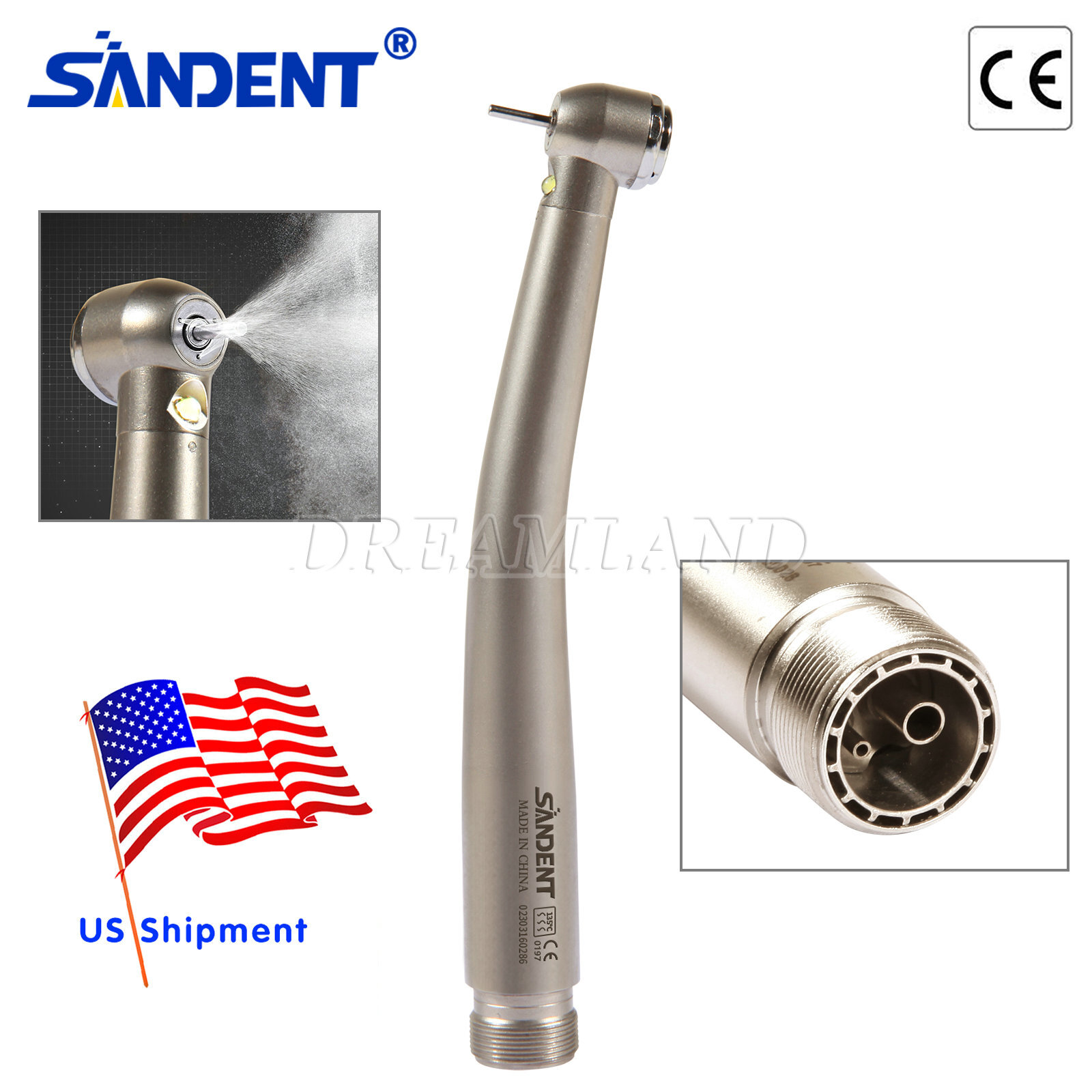 Pieza de mano LED turbina alta velocidad fibra óptica dental estilo NSK 2 Holes