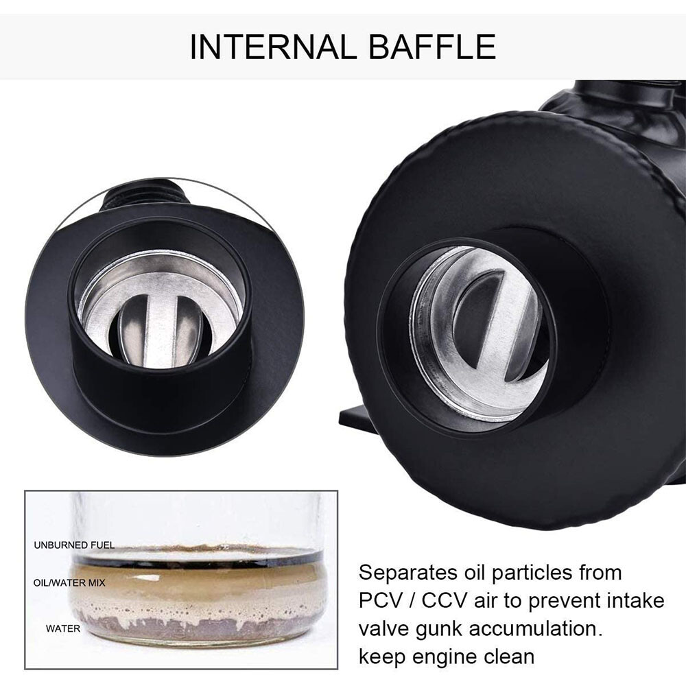 Universal Oil Catch Can Kit Reservoir Baffled Tank with Breather Filter Aluminum