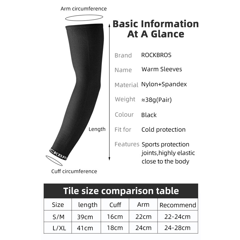 ROCKBROS Sports Arm Warmers Breathable Soft Elasticity Windproof Fleece Sleeves