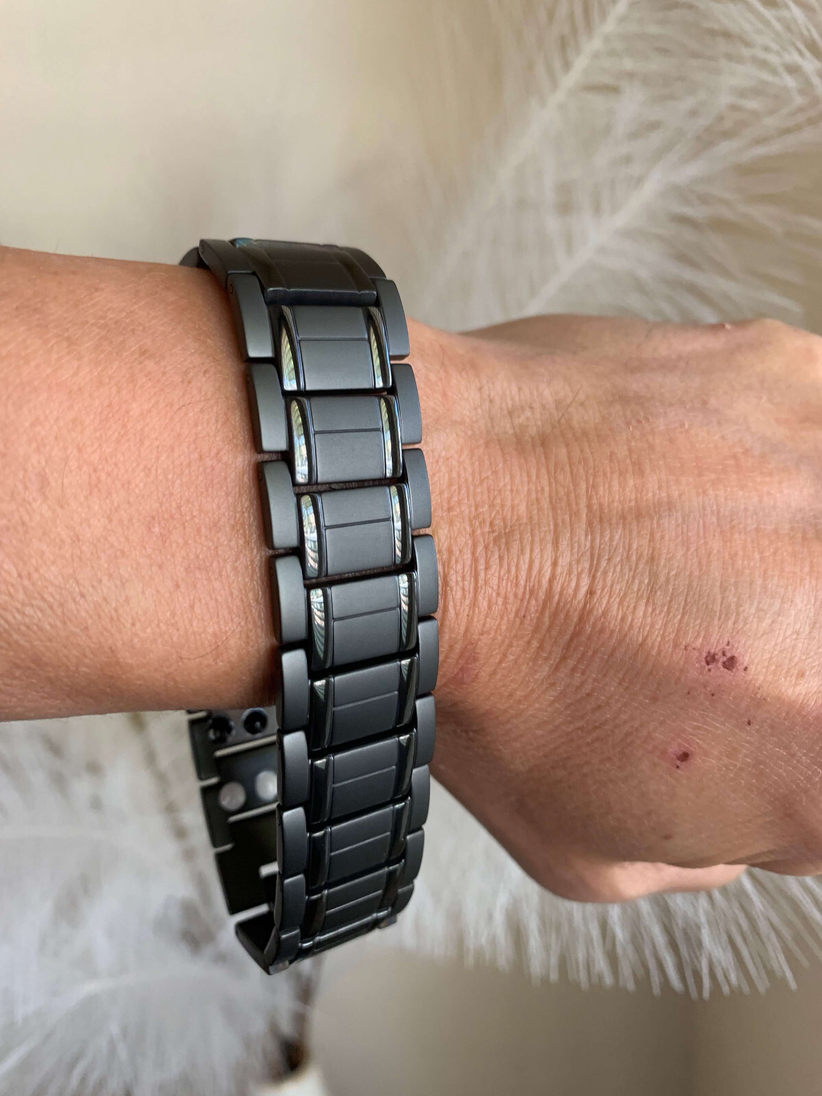 Giant Black Magnetic Bracelet Enhance Energy Balance Power Calm Joy Perfect Gift