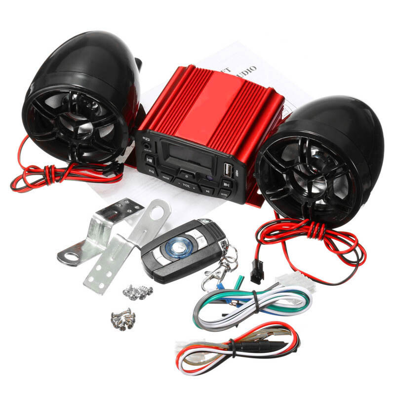 Motorcycle Audio Speaker Kits Bluetooth 4 Wheeler Stereo ATV AUX System FM Radio