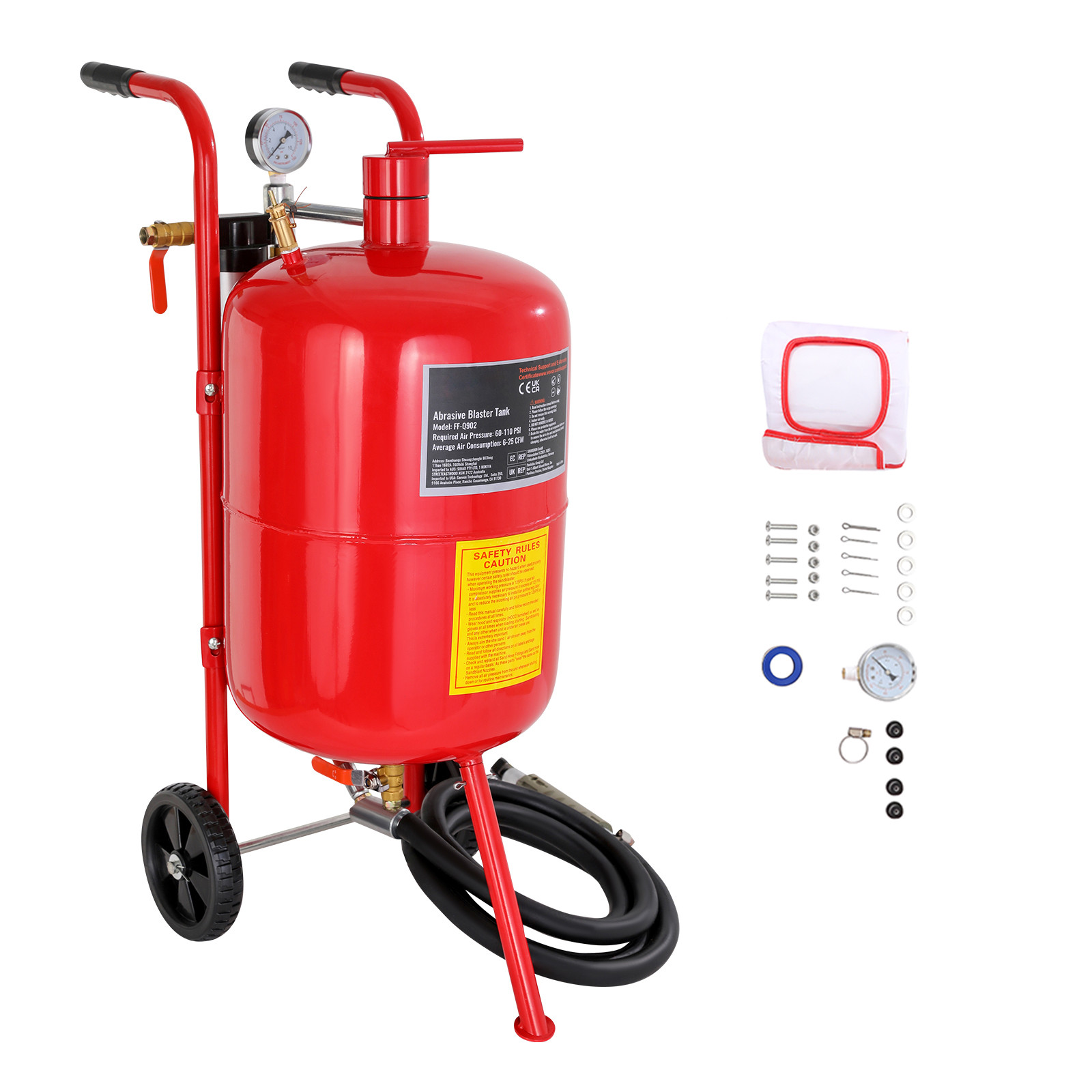 Uimoso 10 Gallon Sandblaster Portable Air Sand Blaster Media Abrasive 60-110 PSI