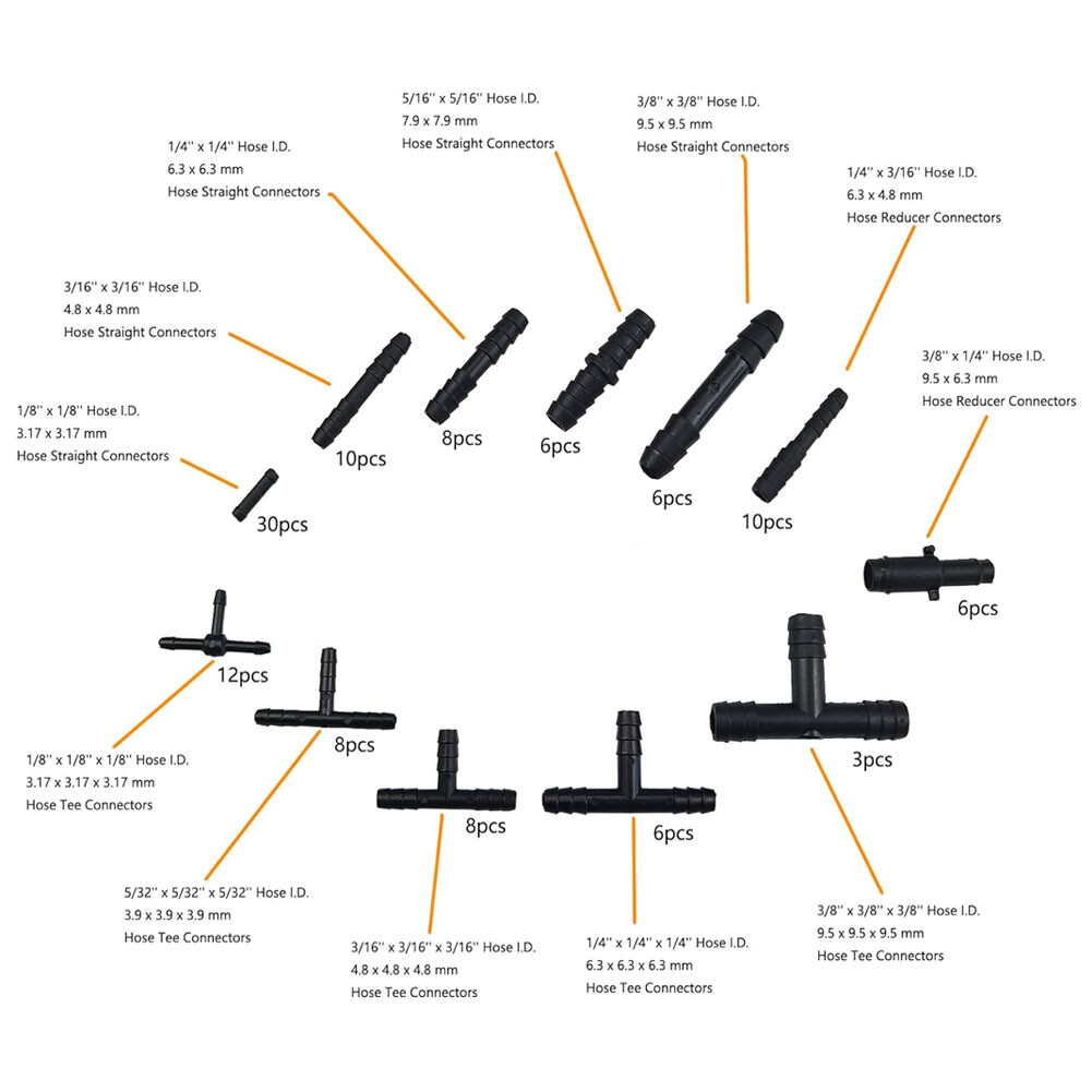 5FT 3 4 5 6 8 10mm Auto Car Vacuum Silicone Hose Line Pipe Tube Kit +Connectors