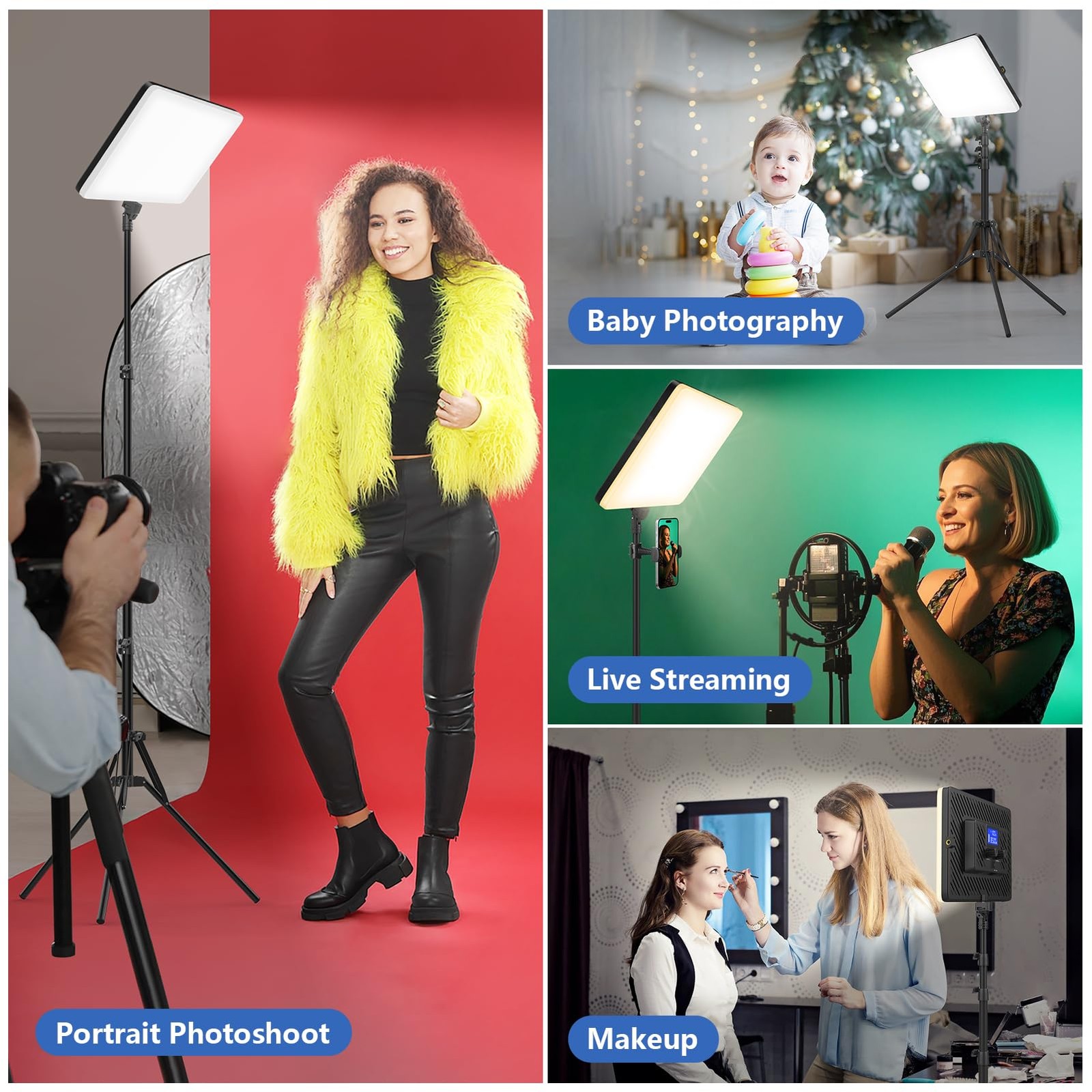 Led Video Light Panel Lighting Kit, 2-Pack Bi-Color Photography Lighting with...