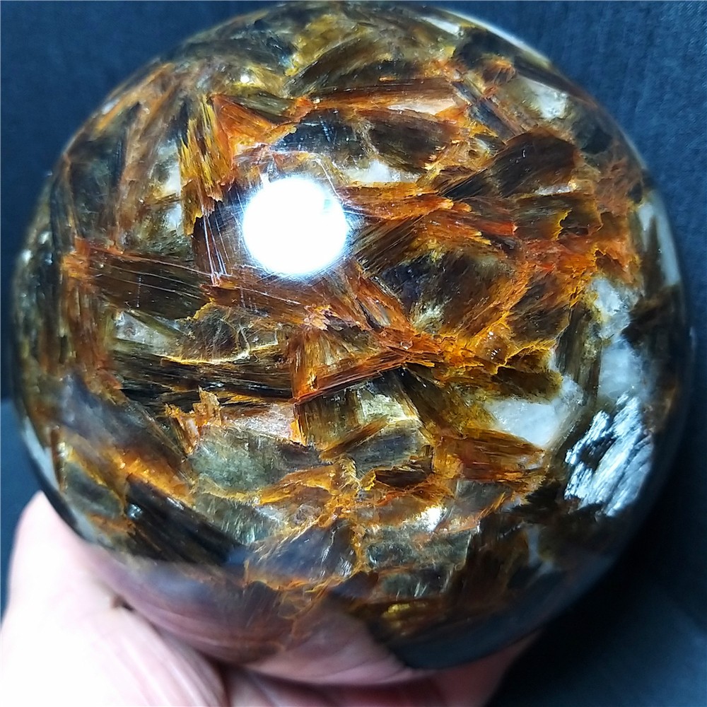 RARE 3200G Natural Brown Tourmaline Unicorn Gem Mica Symbiotic Stone Ball AC1013