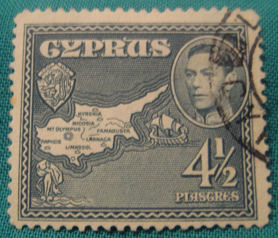 1938 Cyprus-Map/King George VI -Used Single-Light Cancel