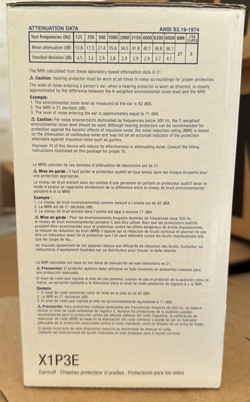 3M X1P3E Peltor XSeries Cap-Mount Earmuffs NRR 21dB (X1P3E)