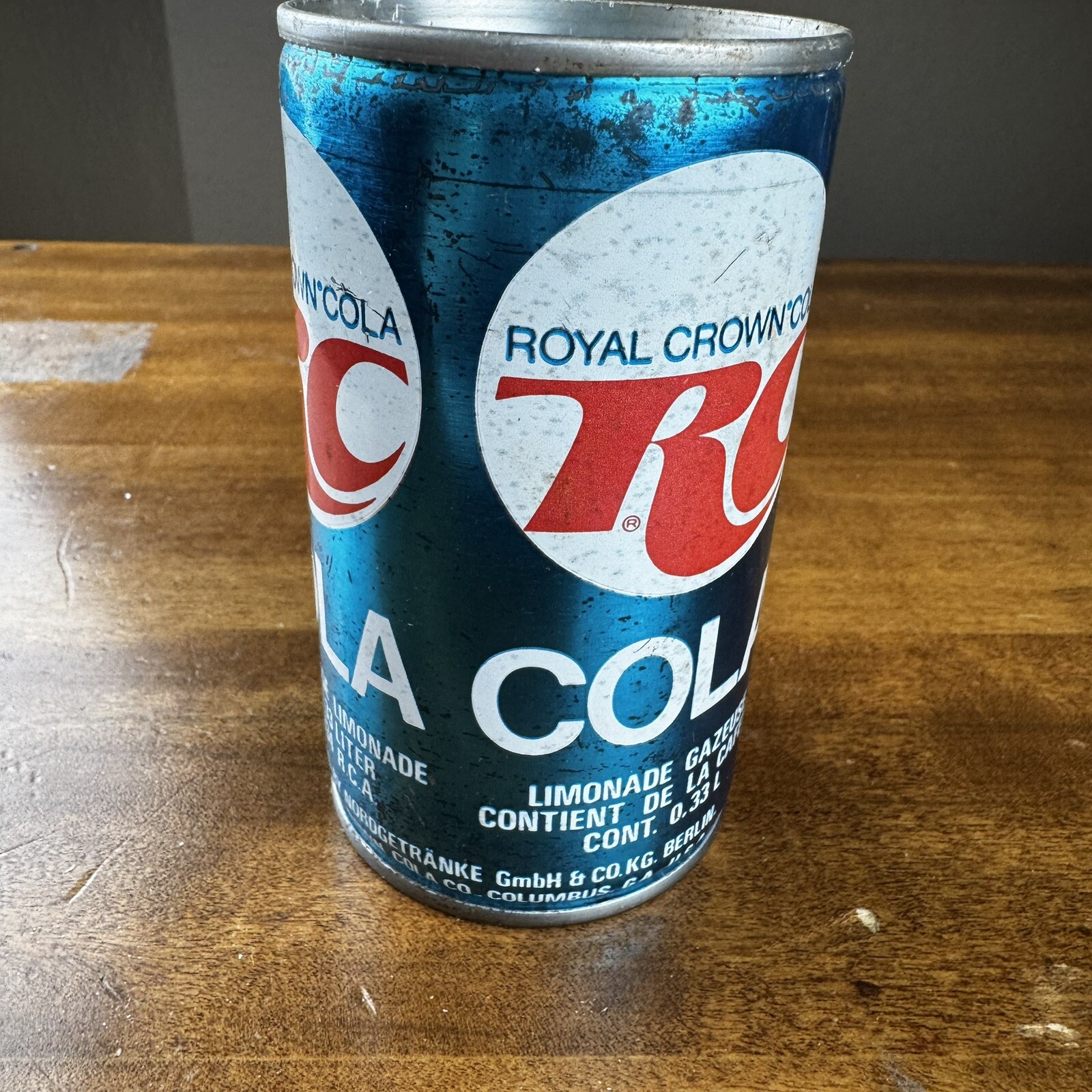 Vintage RC Cola Can Rare Steel Seam Berlin Germany Hergestellt No Top Royal Crwn