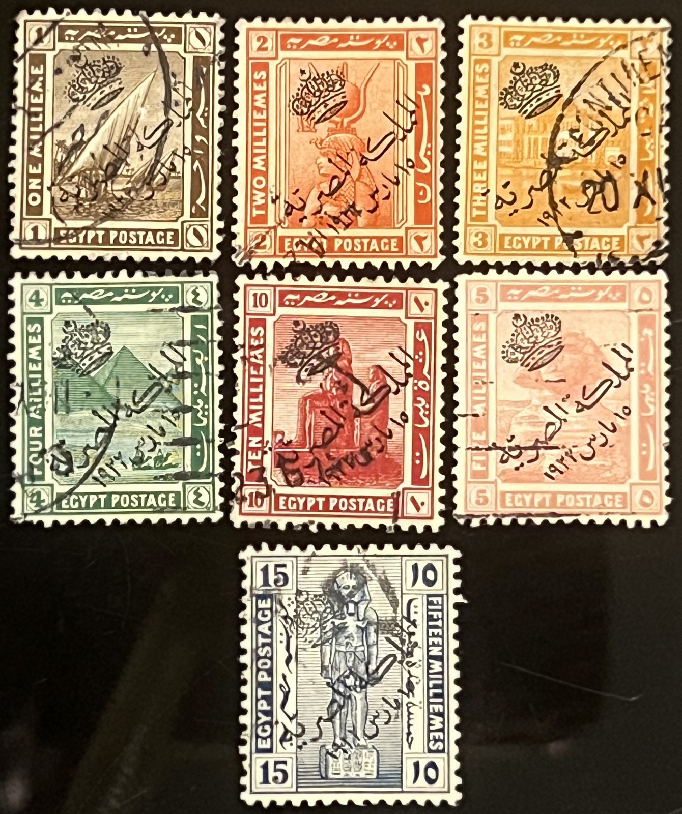 EGYPT-stamps-1922-history postage CROWN-set J-COMPLETE 11-scott # 78 90