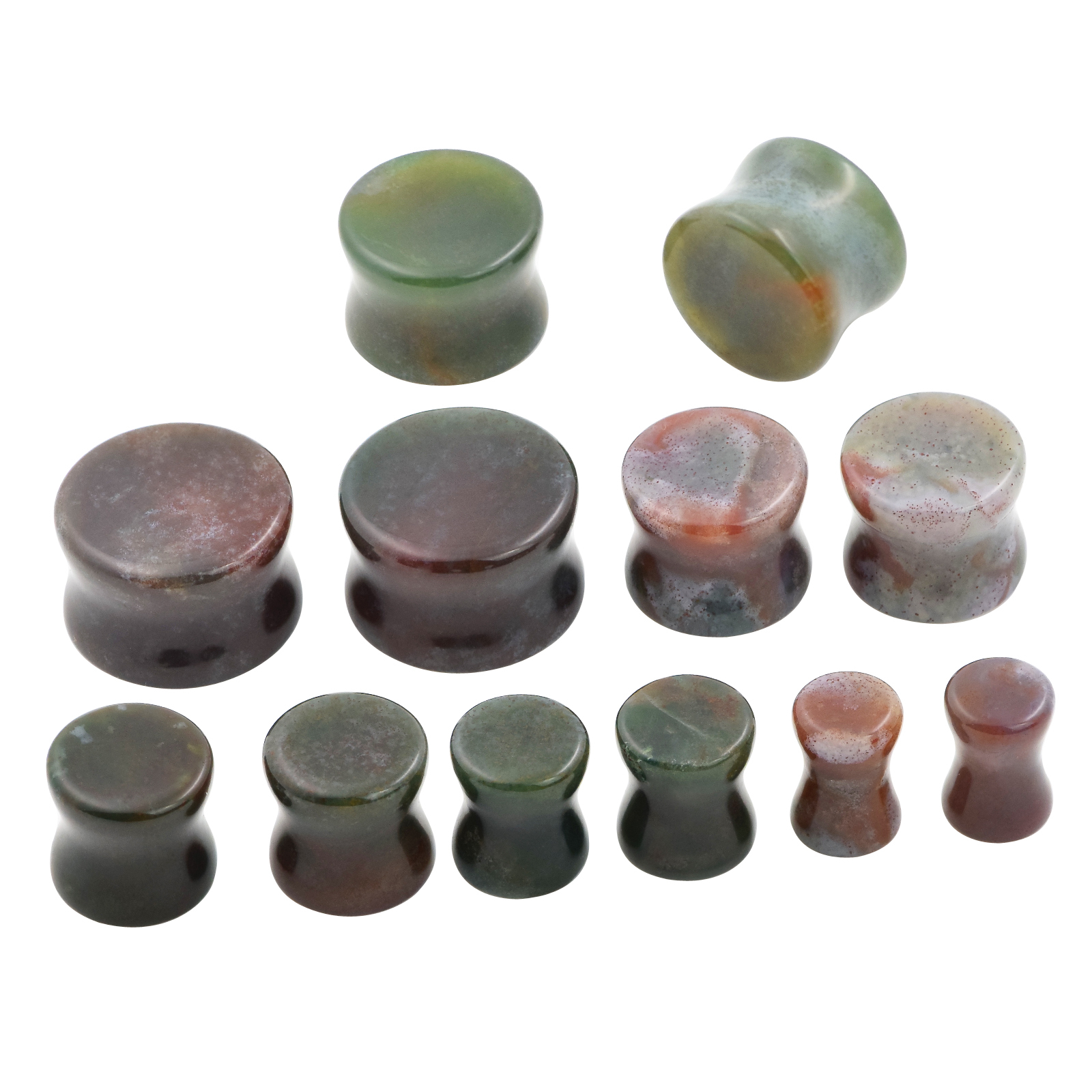 Natural Stone Ear Plugs Ear Gauges Double Flares Flesh Tunnels Saddle Plug-PAIR