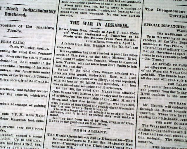 FORT PILLOW MASSACRE Confederate Nathan Forrest Negroes Killed 1864 Civil War