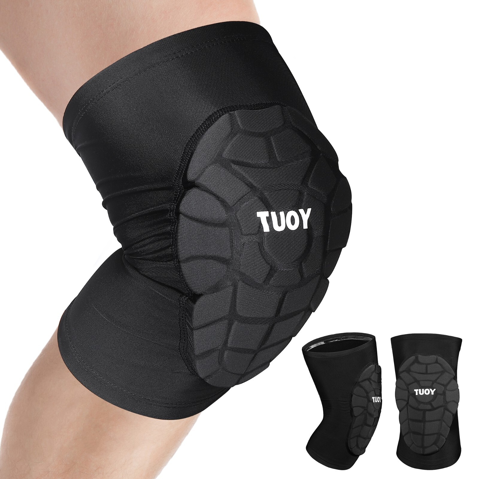 1 Pair TUOY Compression Knee Pads Padded Knee Protection Pad Youth & Adult Sizes
