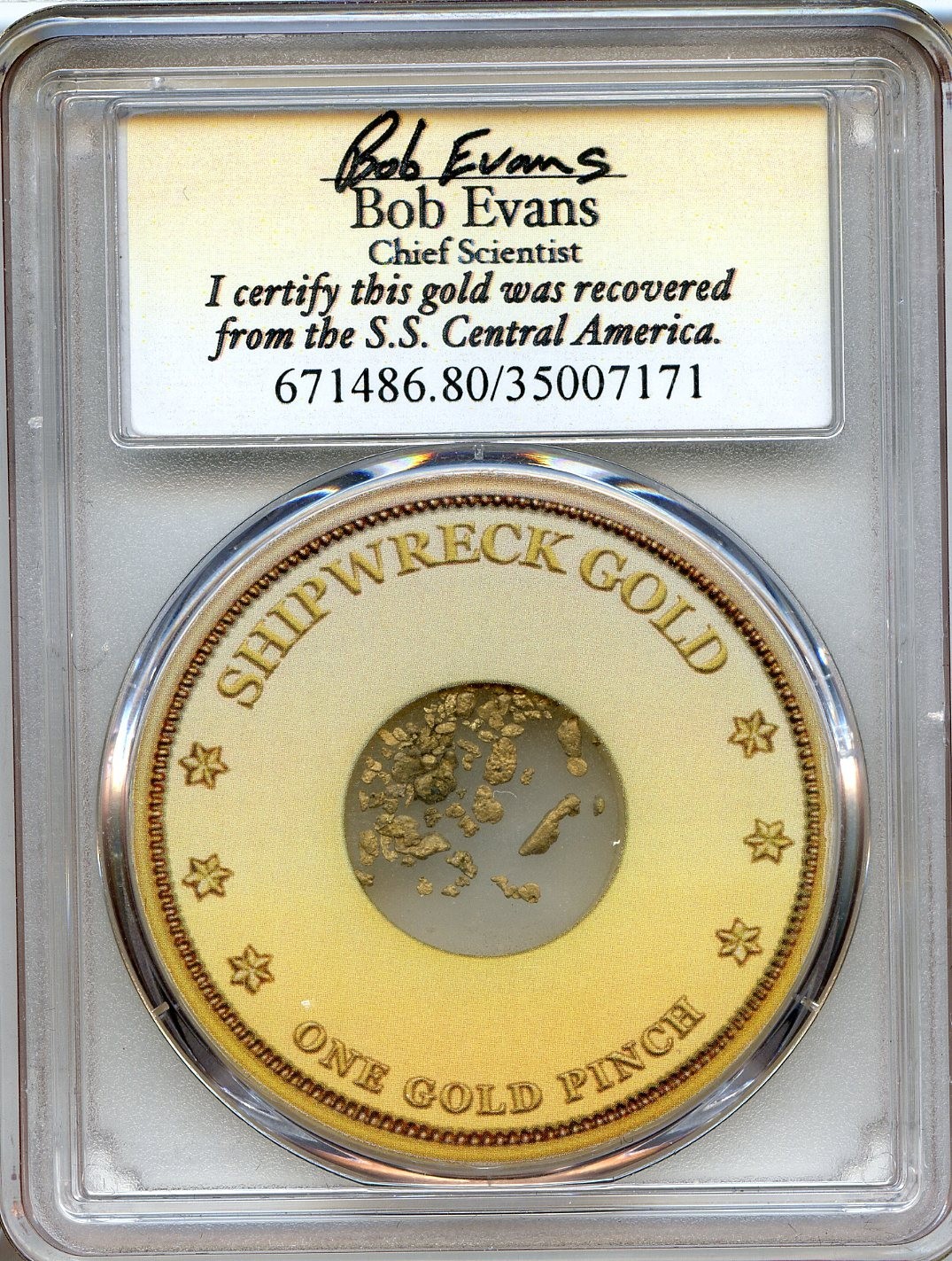 GOLD NUGGETS - S. S. Central America - Ship of Gold - PCGS Certified 1 Pinch