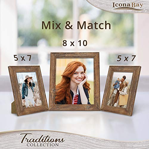 - Chestnut Brown Picture Frame - Rustic Wood Pattern - Lightly 5x7 1
