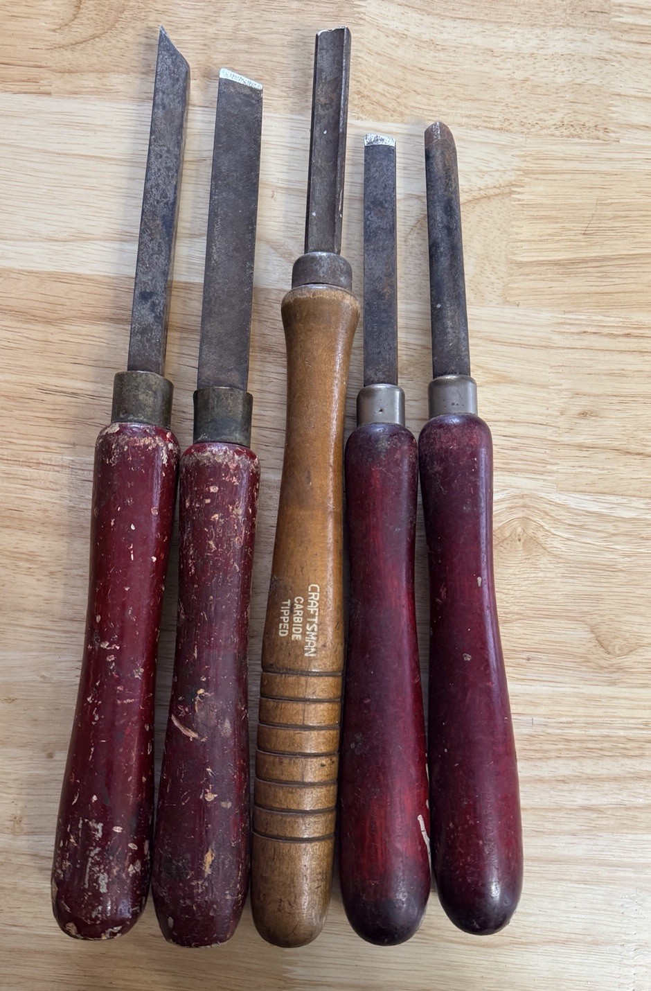 Vintage Craftsman 5pc Carbide Tipped Carving Chisels D.R. Barton Blade USA