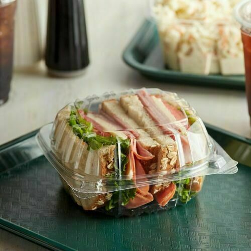 DART SOLO C57PST1 Clear Plastic Seal Hinged-Lid Food Containers 6 x 6"