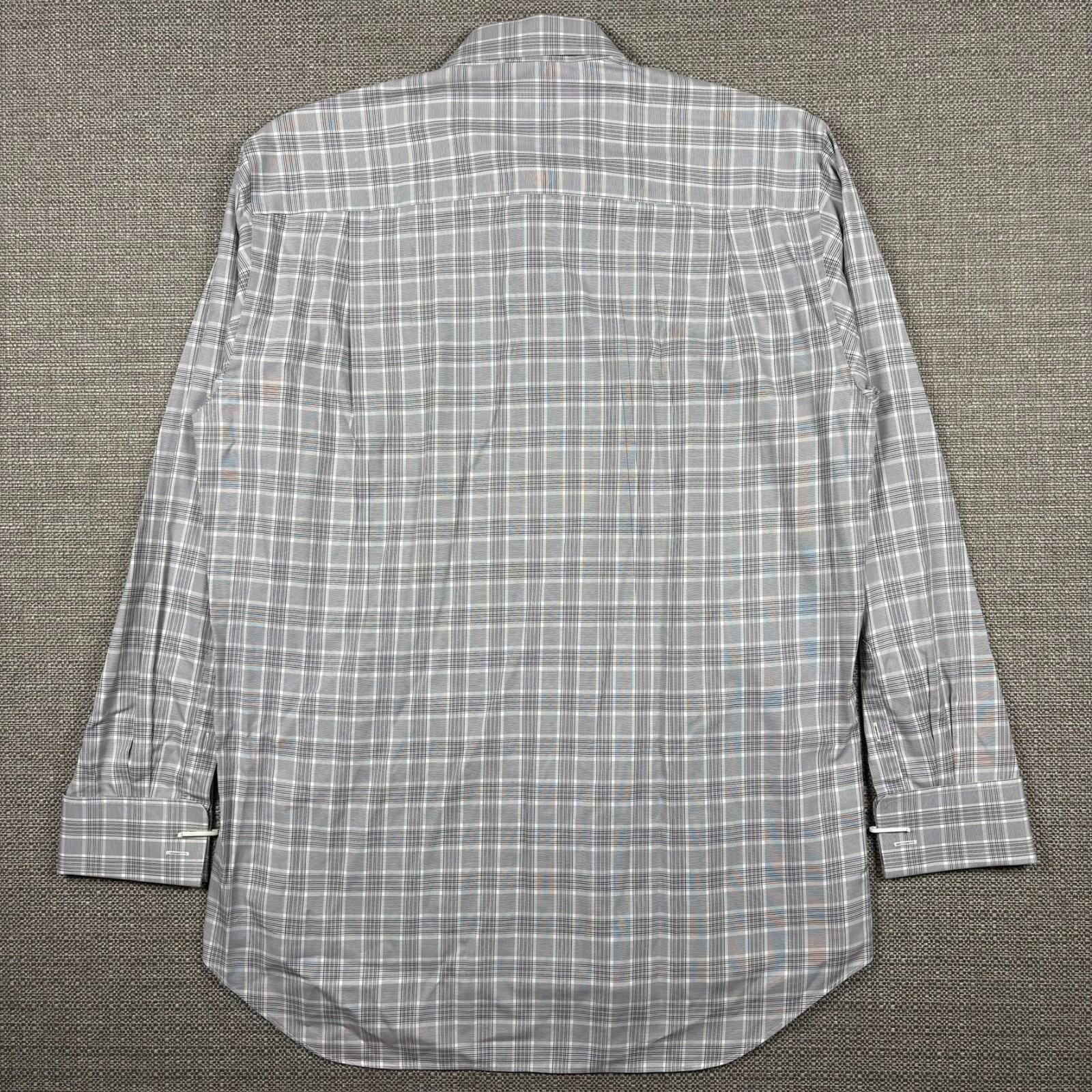 David Donahue Men's Shirt 15 1/2 15.5 32 Long Sleeve French Cuff Gray White New