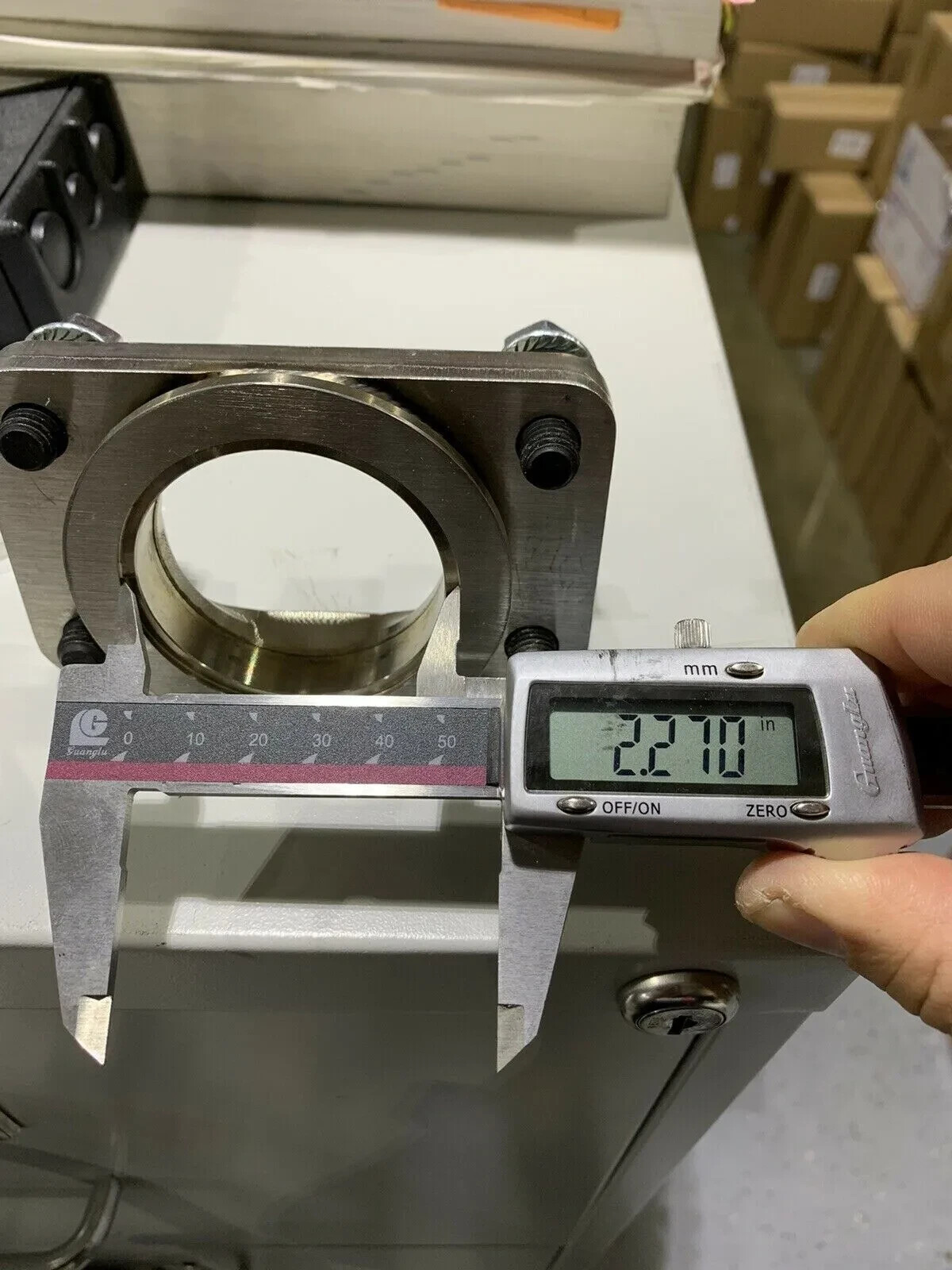 All Out Fab Precision turbo v-band to T3 adapter with hardware and clamp