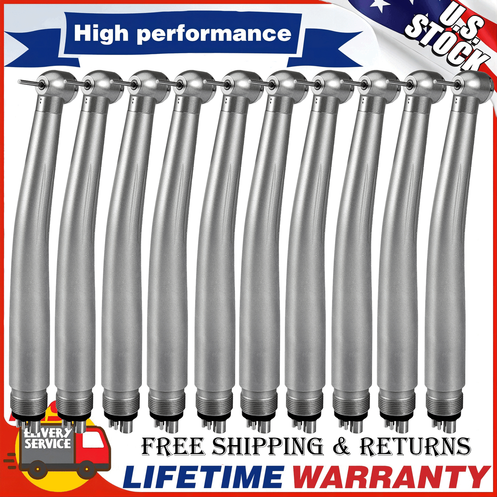 10 Packs NSK Style Dental High Speed Handpiece Push Button 4Hole Air Turbine USA