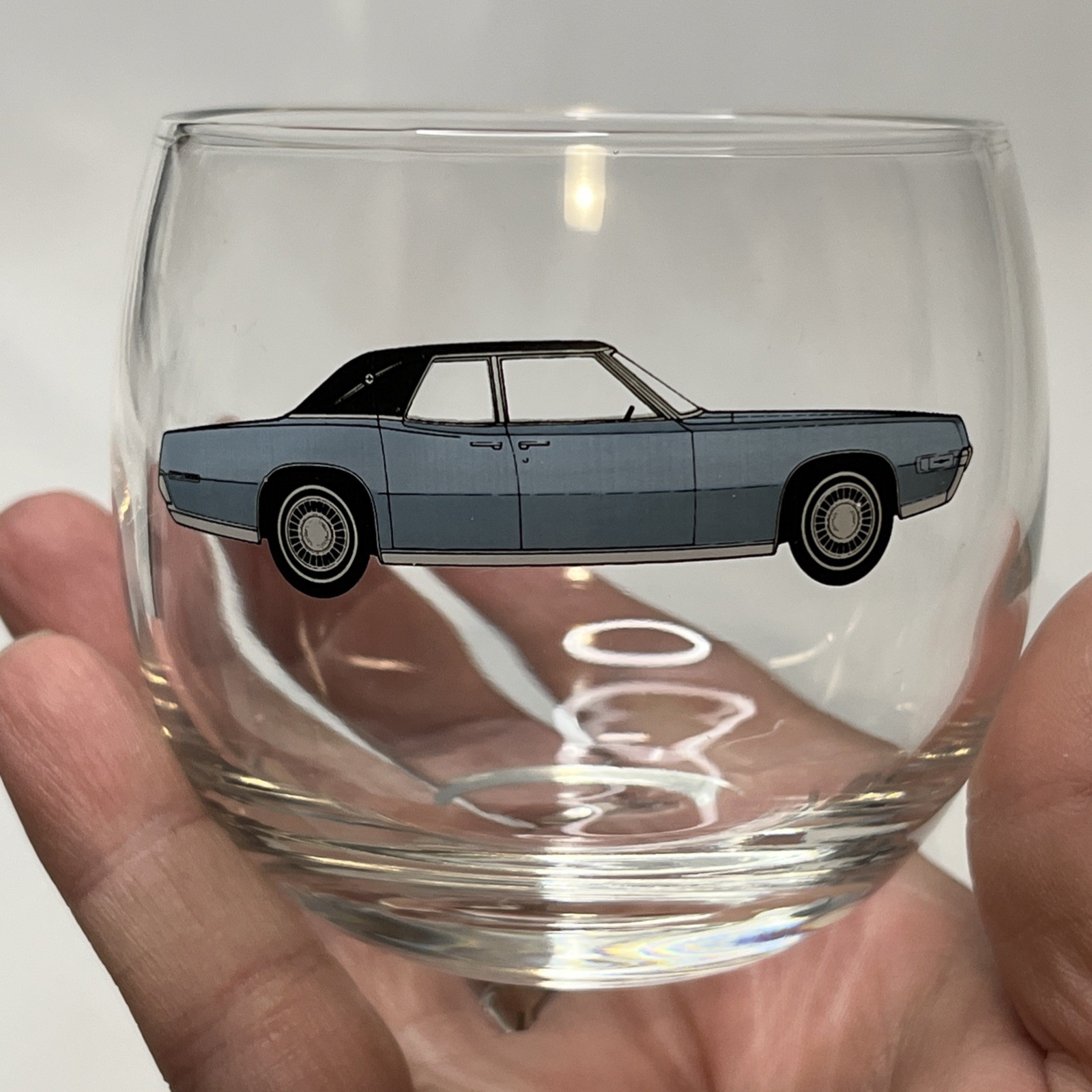 1968/69 Ford Thunderbird Dealer Promotional Roly Poly Low  Ball Whiskey Glass