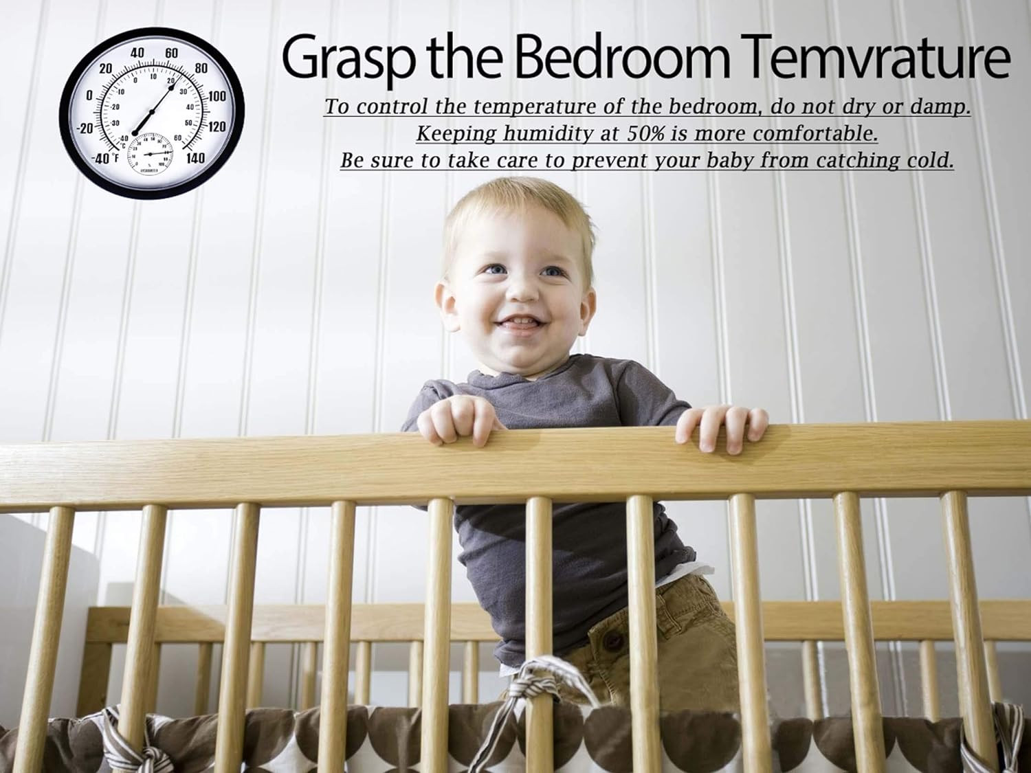 10" Waterproof Wall Thermometer with Hygrometer for Indoor/Outdoor Use (Black)