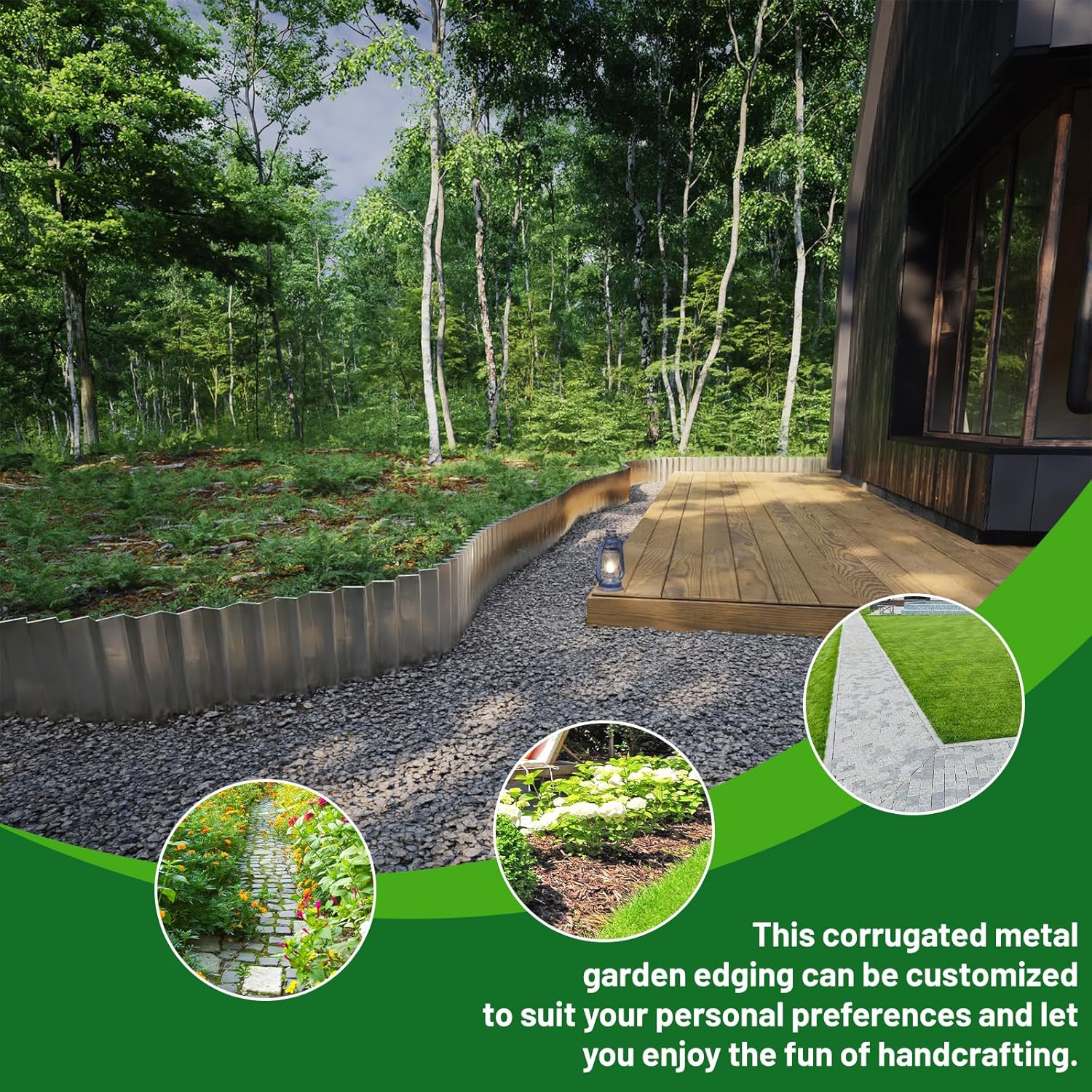 Corrugated Metal Garden Edging,6" x 20' Sturdy Lawn Edging Border,Landscape Edgi