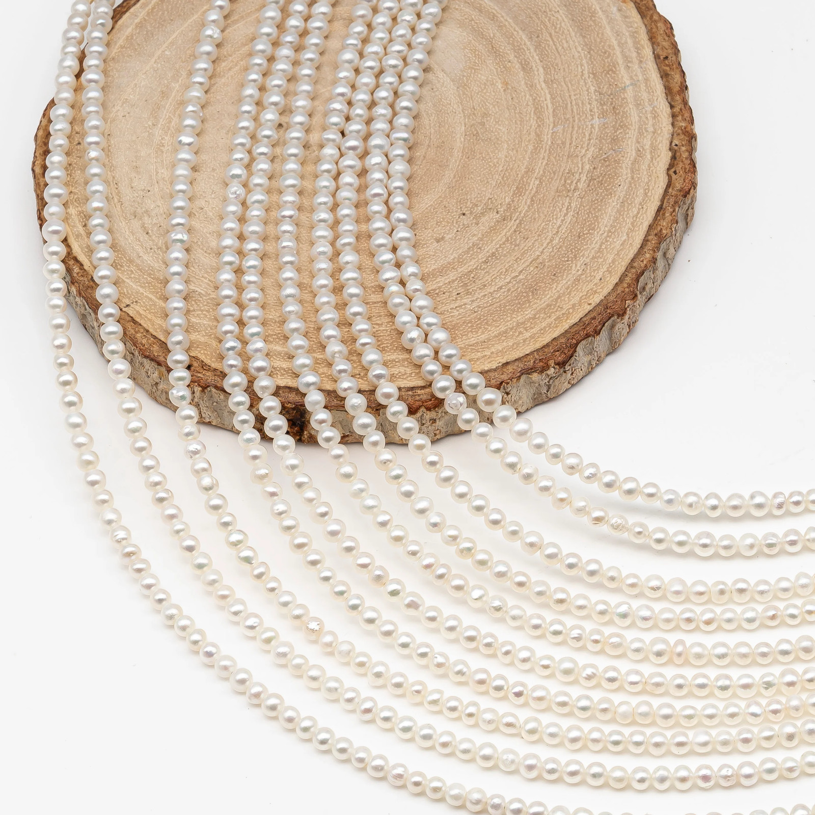 2.5-3mm or 3-4mm Freshwater Pearls Near Round Pearl Beads, White Color, Seed Pe