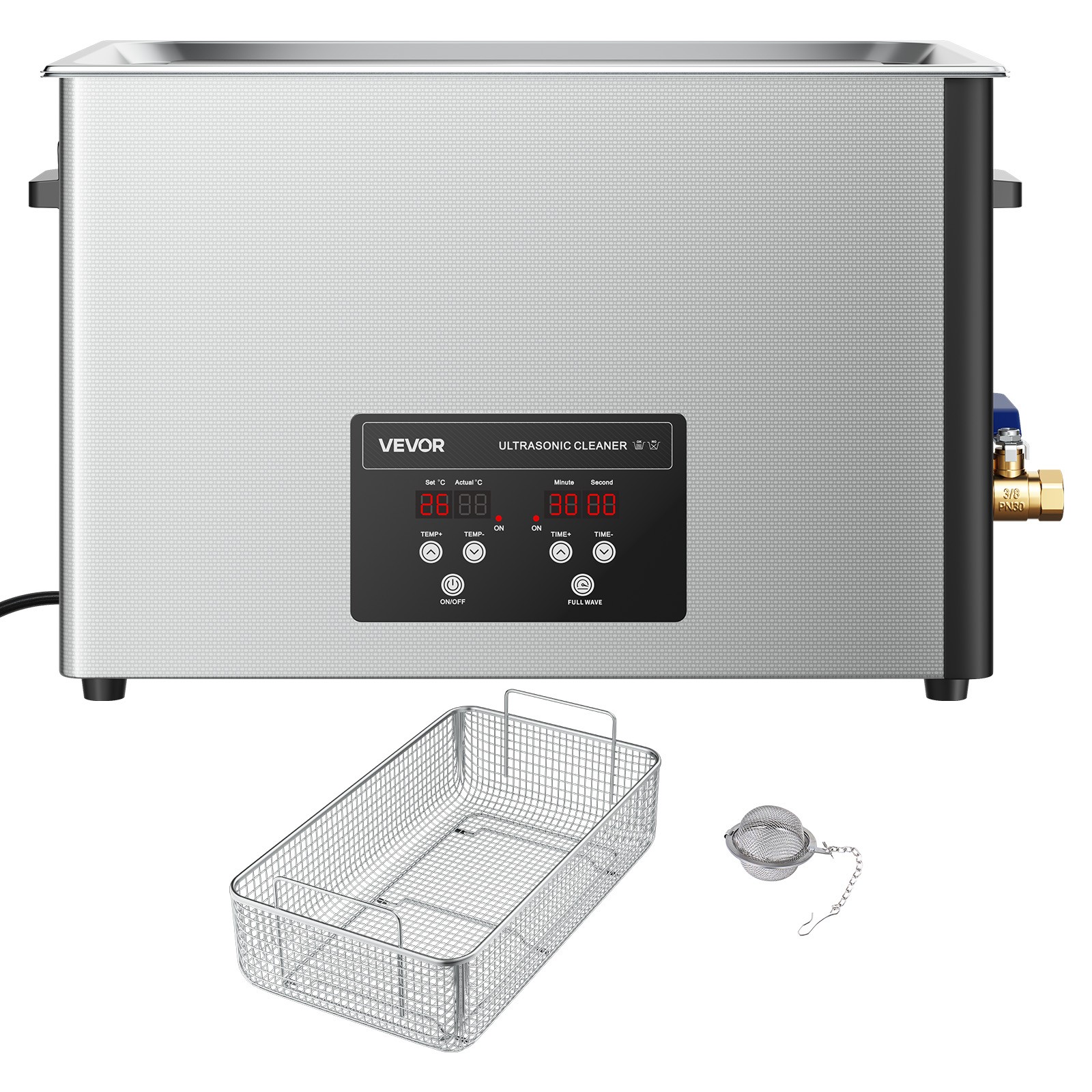 VEVOR 30L Ultrasonic Cleaner Machine with Cleaning Basket & Digital Display 480W
