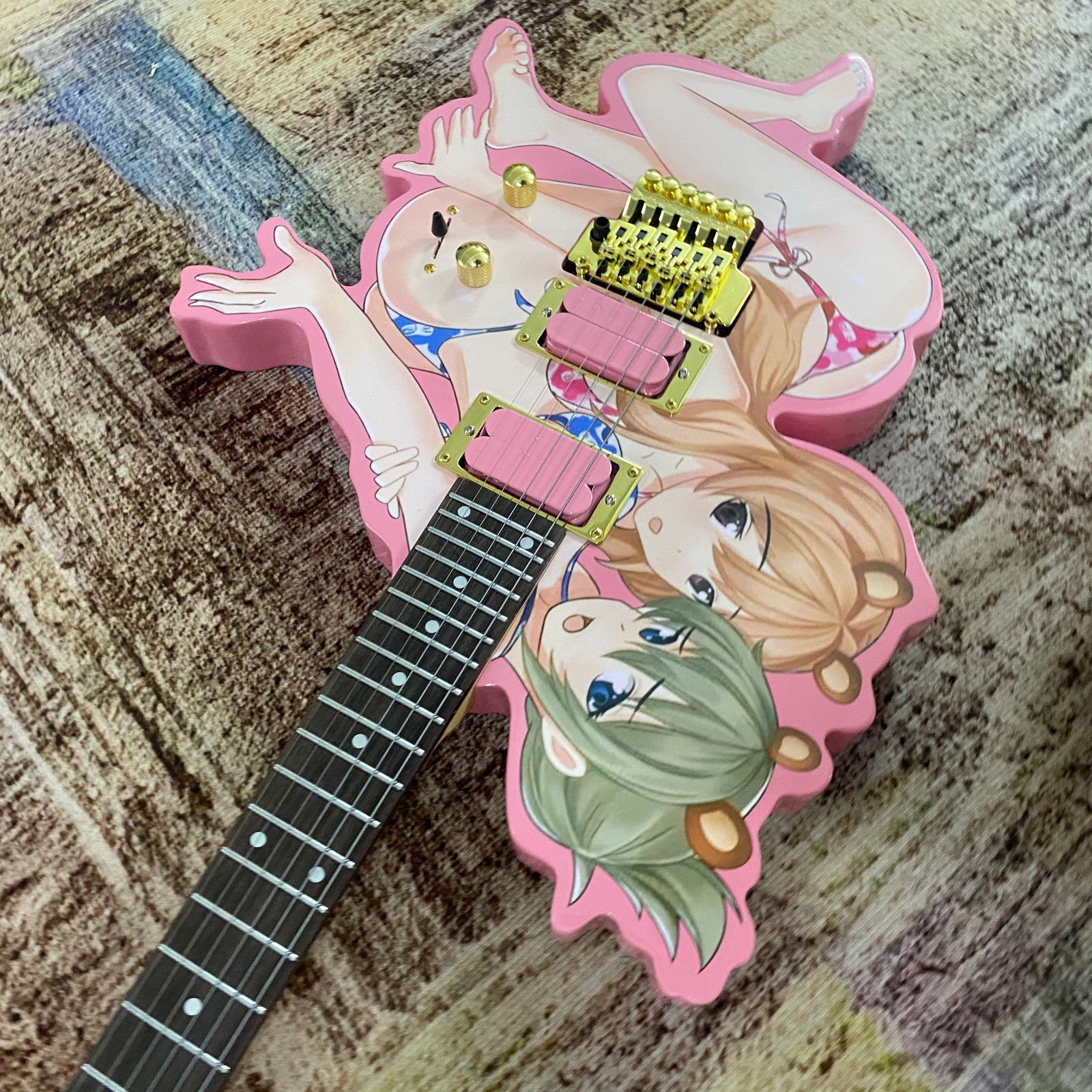 Anime&Manga beautiful girl shaped Electric Guitar Tremolo HH Pickups 24Frets