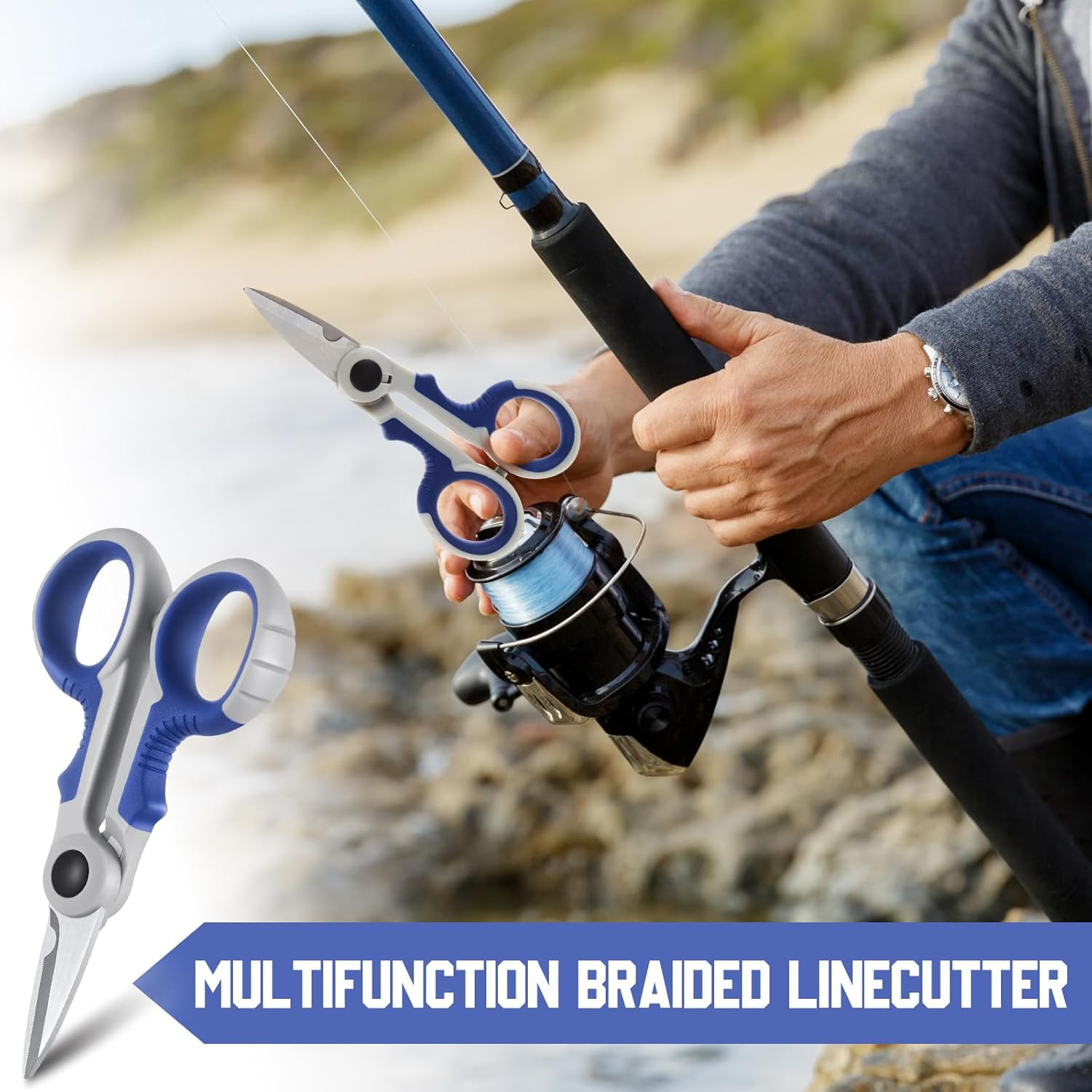 2 Pack Heavy Duty Fishing Line Scissors Braided Line Cutters for Fishing