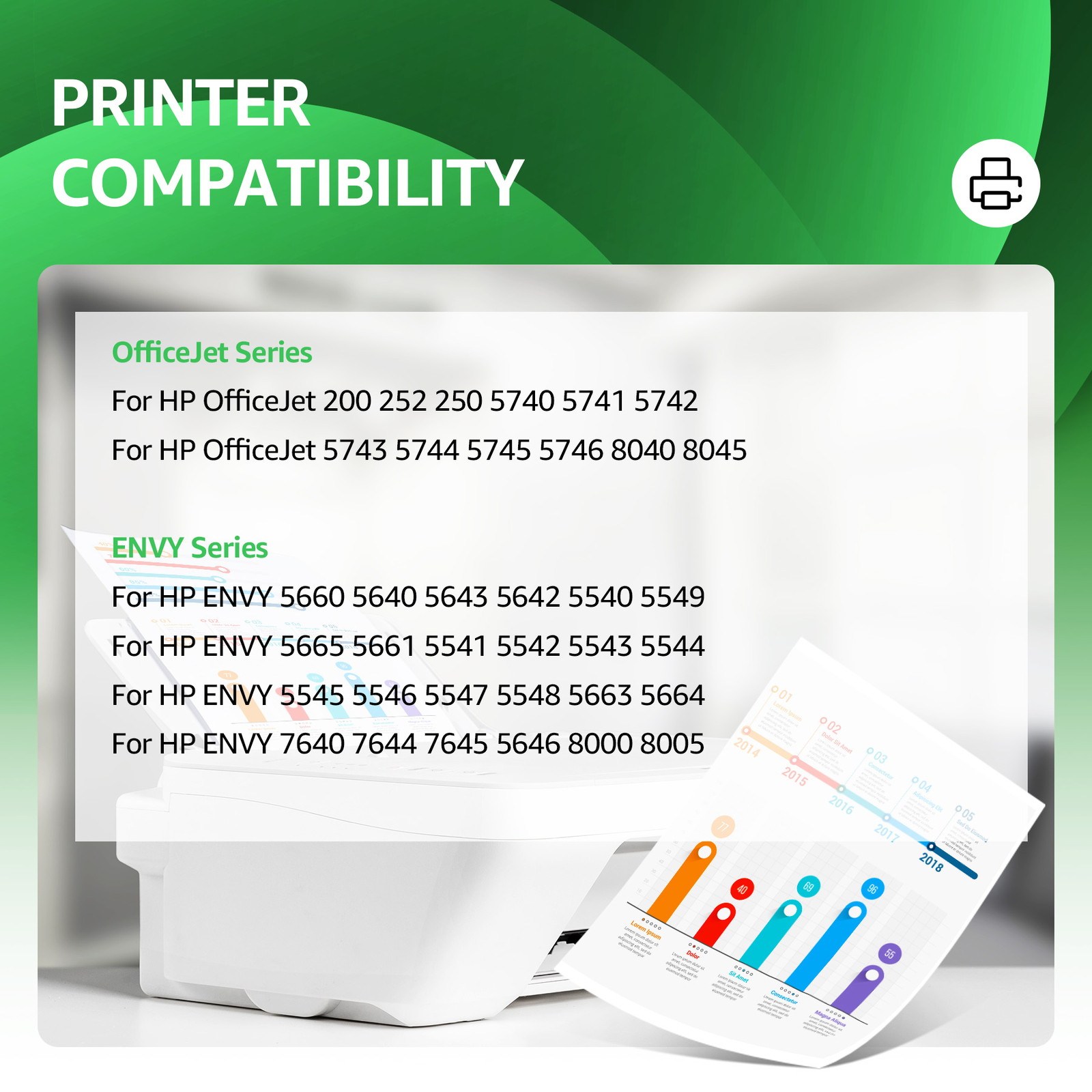 62 XL XXL Ink Cartridges For HP Ink 62XL Envy 7640 5540 5640 5660 5740 Printer