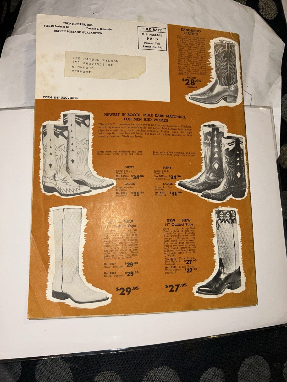 Vintage 1950s Fred Mueller Saddles & Ranchwear Levi’s Wranglers Bits Spurs Belts