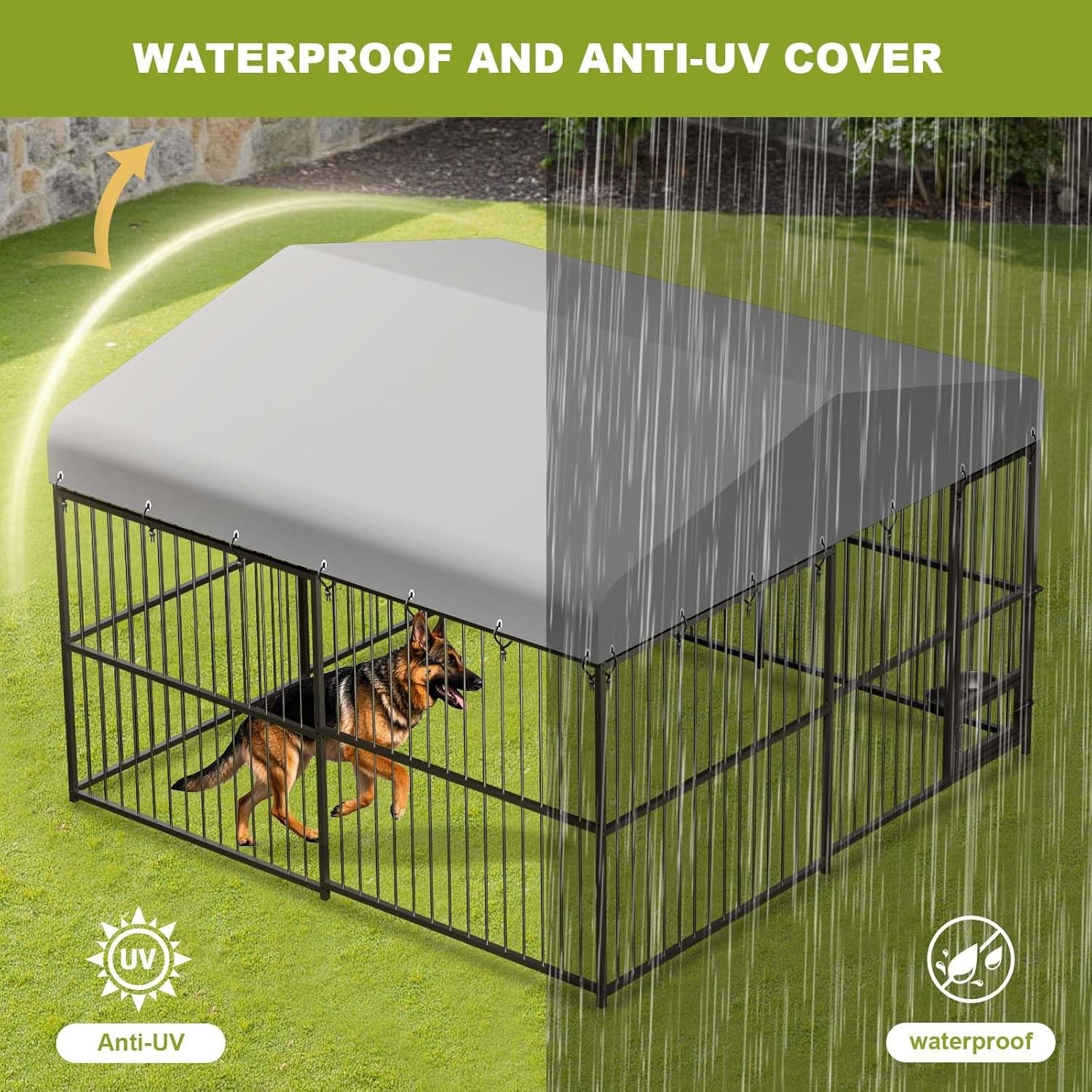Outdoor Dog Kennel for Large Dogs, 10x10x6 FT Heavy Duty Dog Playpen Fence NEW