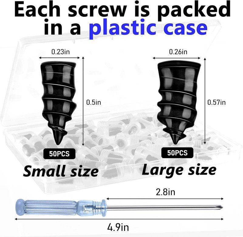 101 Pcs Rubber Tire Nail Repair Kit Screw In Tire Plugs for Car Truck SUV Van