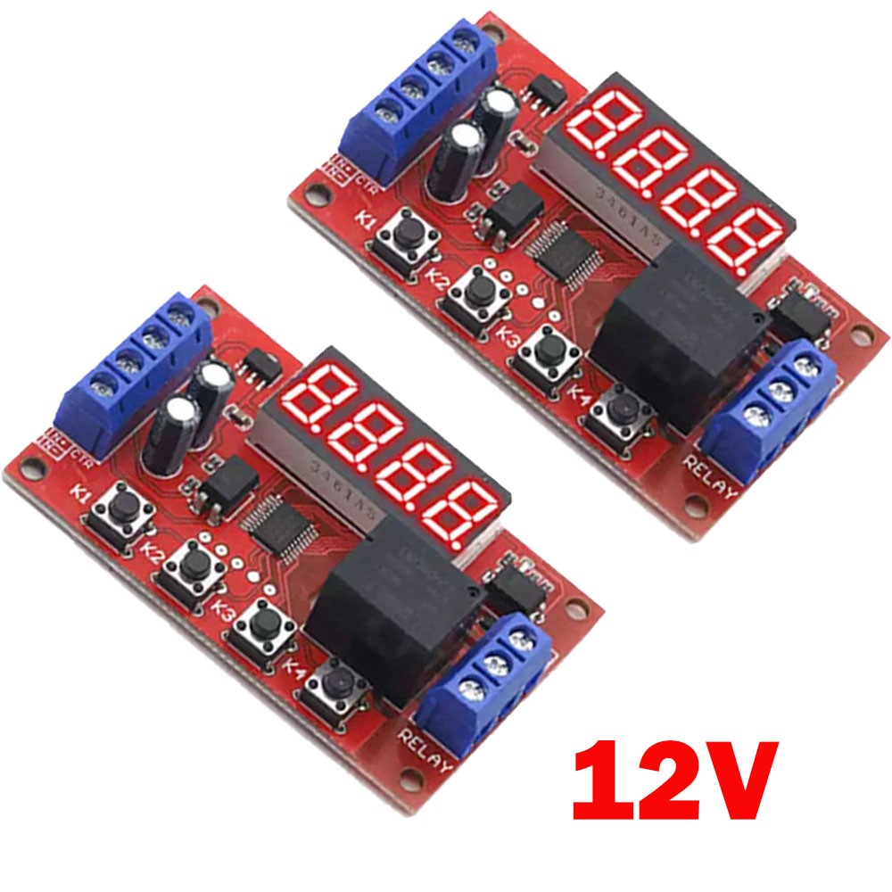 2Pcs DC12V 10A Adjustable Time Delay Relay Module LED Digital Control Switch US