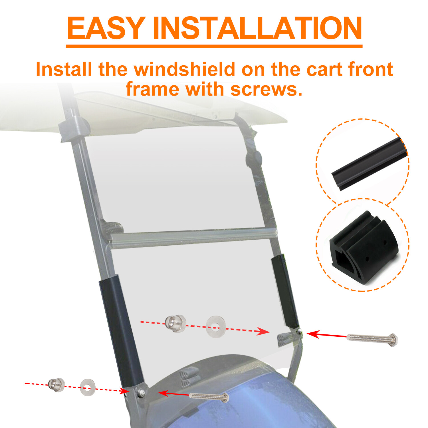 For Club Car Precedent 2004-Up Golf Cart Folding Tinted Windshield Windscreen