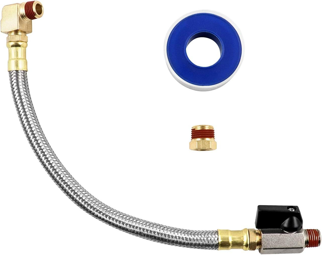 Extended Tank Drain Valve Assembly Kit for Air Compressor, Including 10 Inches A