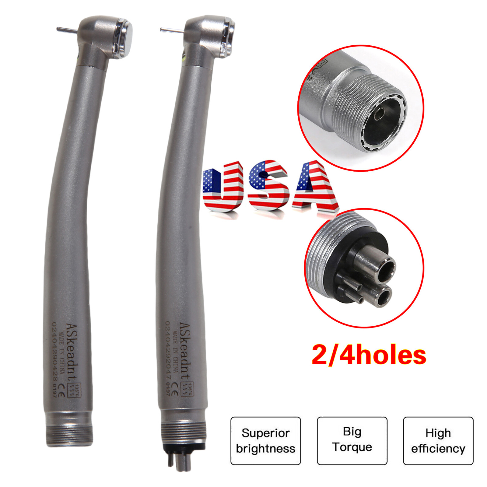 NSK Style Dental Fiber Optic LED E-generator high speed handpiece 2 Hole 4 Hole