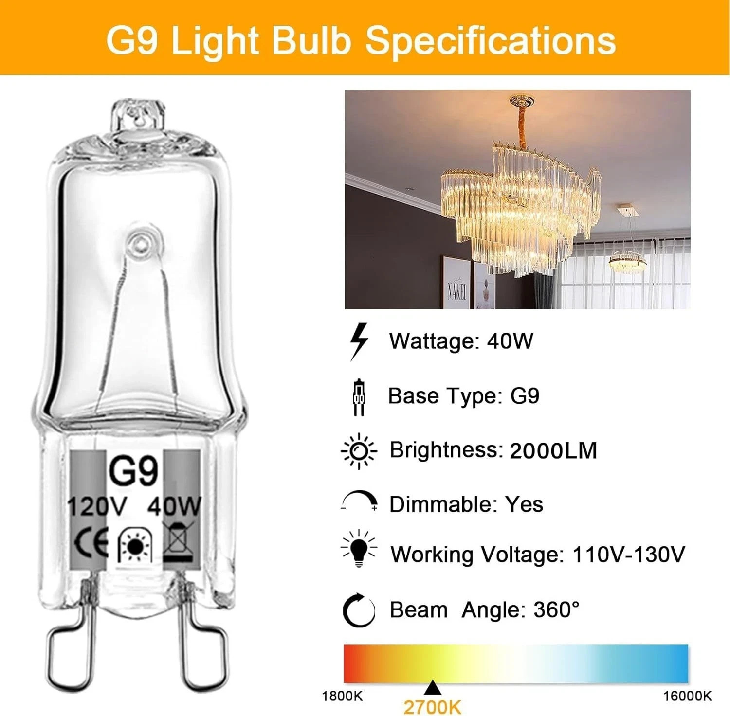 5,10,12pcs G9 Bulb 20 25 40 Watt 120 Volt Dimmable T4 JCD Type Bi-Pin Base