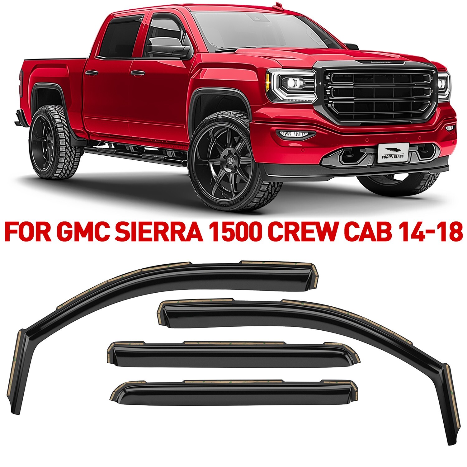 Rain Guards Vent Visors Shade for 2014-2018 GMC Sierra 1500 Crew Cab