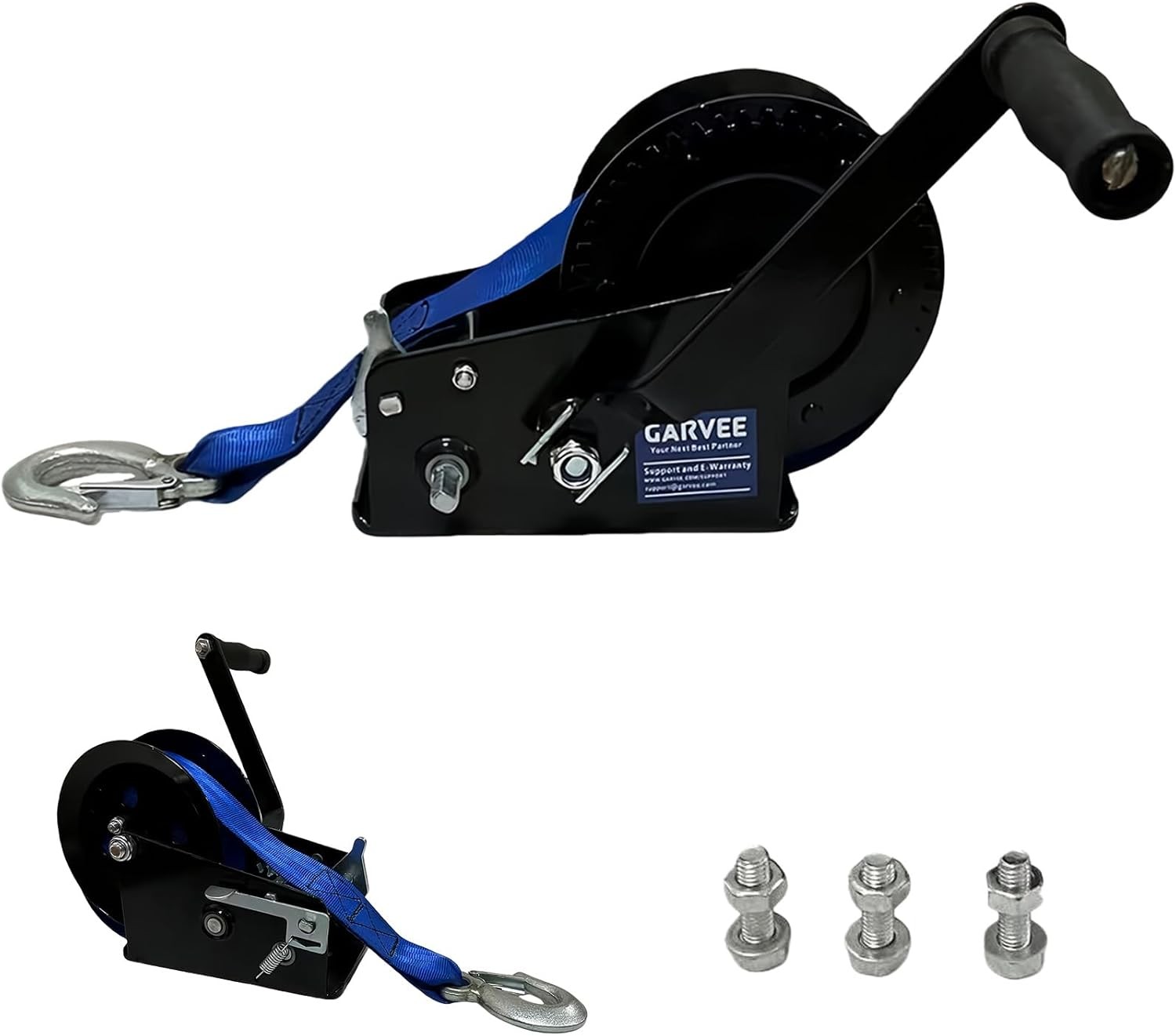 3500lbs Heavy Duty Boat Trailer Winch w/33FT Strap Dual-Speed 4:1/8:1 Gear Ratio