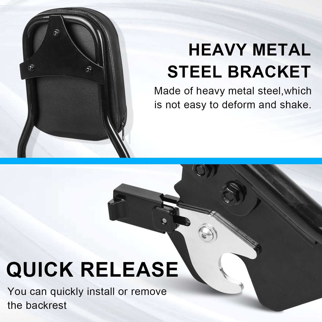 Sissy Bar Upright Passenger Backrest For Harley Softail FLDE FLHC 2018-25 Black