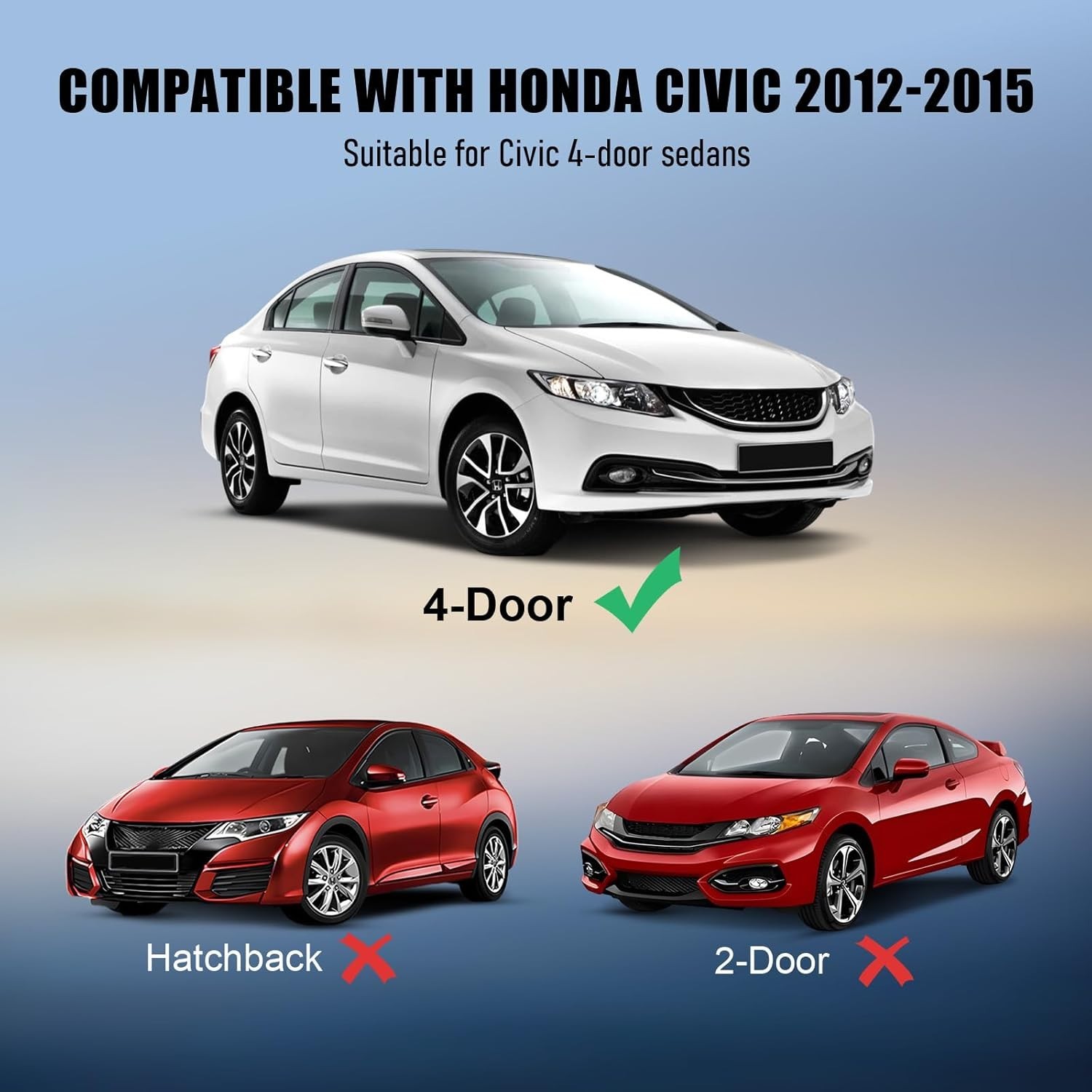 4 Pzs Moldura Exterior Ventana Sello Impermeable para Honda Civic 2012-2015