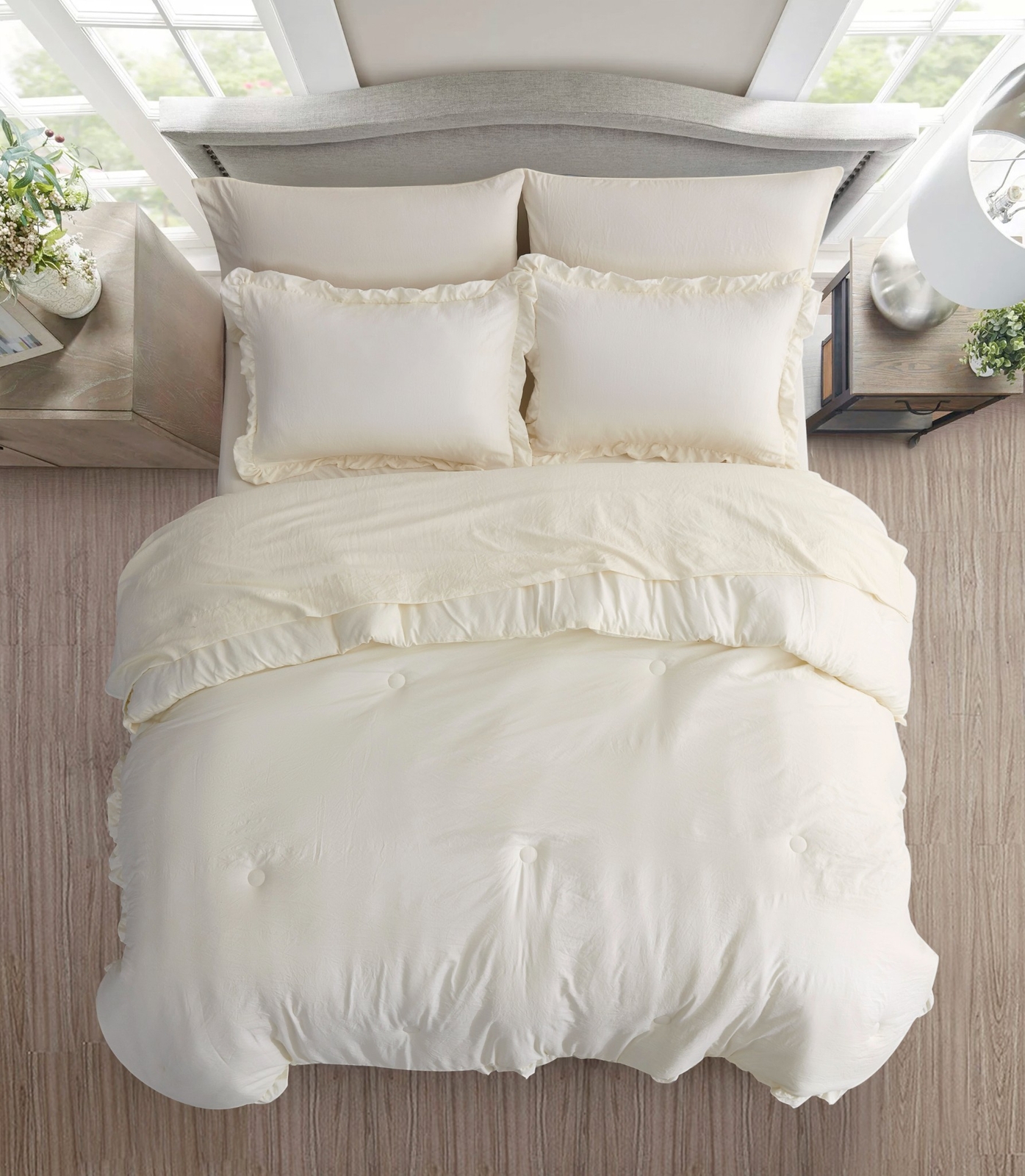 Chezmoi Collection Eleanora Bed in a Bag Comforter Set w/ Ruffle Edge Trim