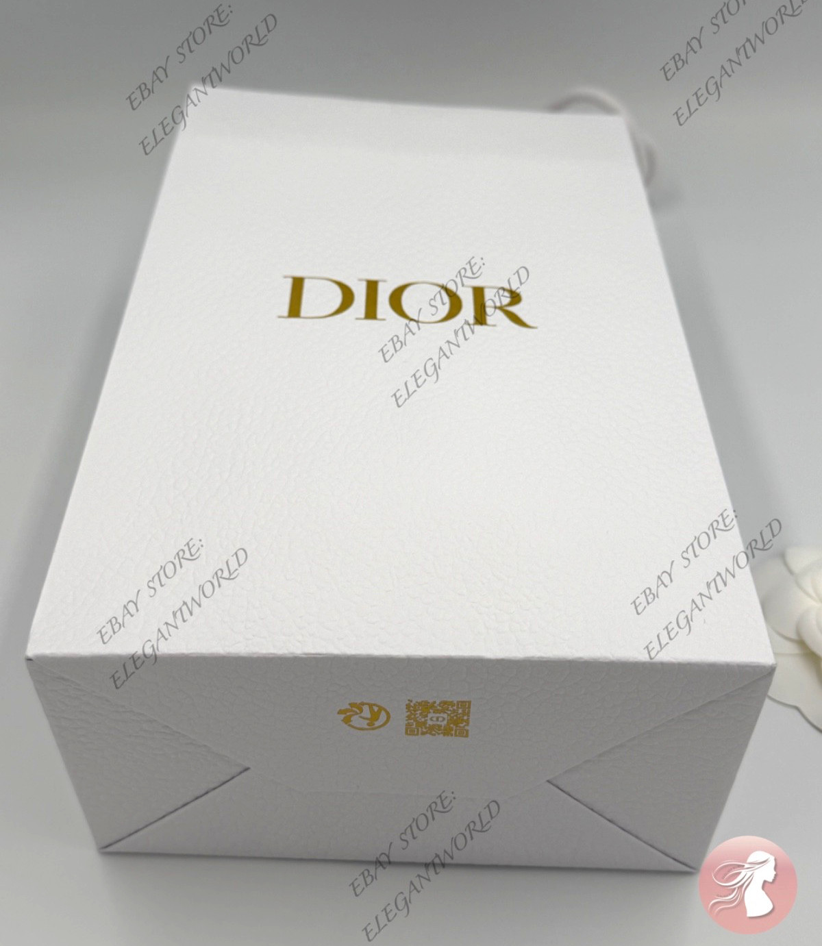 Dior Classic White Textured Paper Gift Bag New Small W. 5.75 x H. 9 x D. 3.25